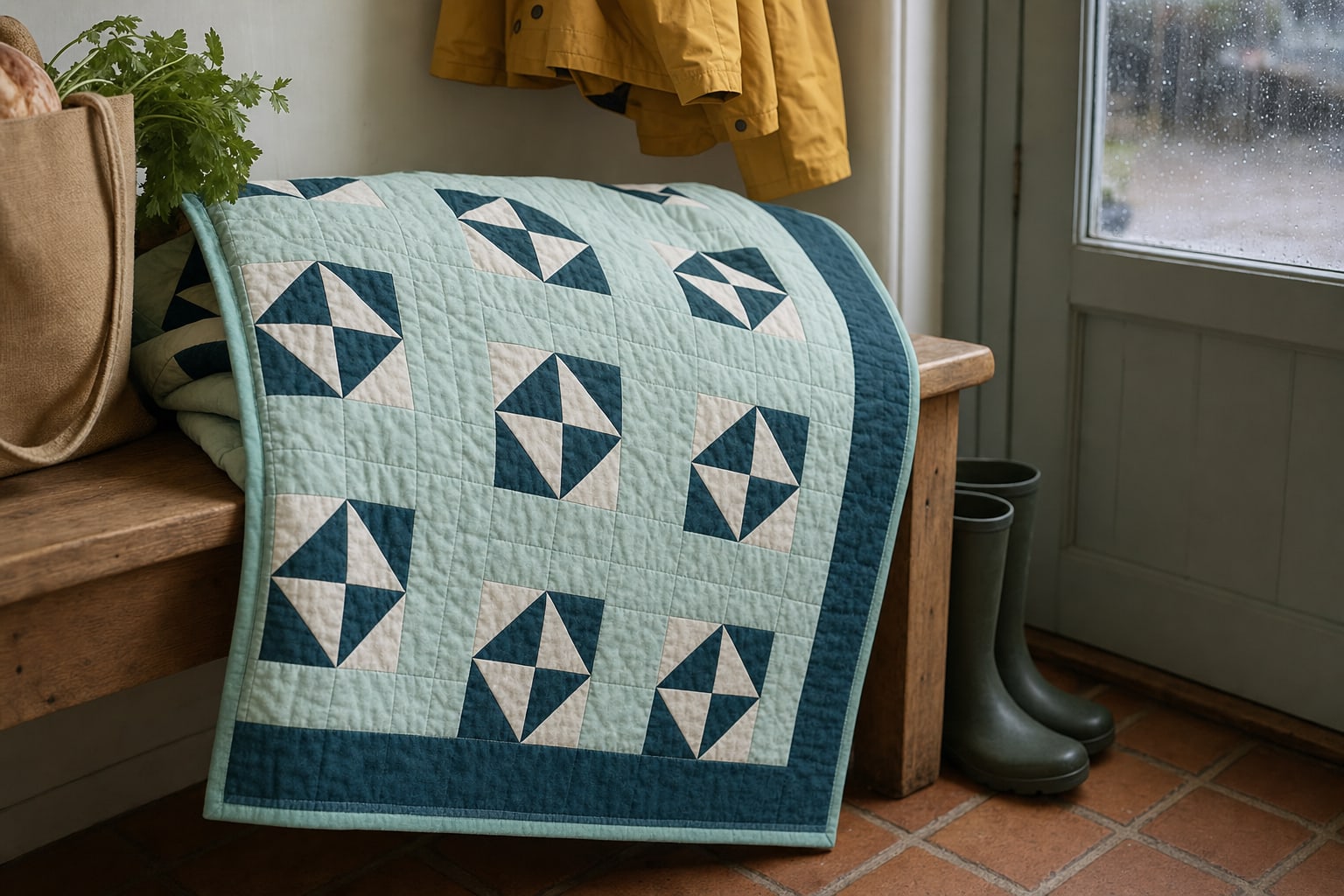 Deep Water Pinwheels quilt pattern, Half Square Triangle block — view 2