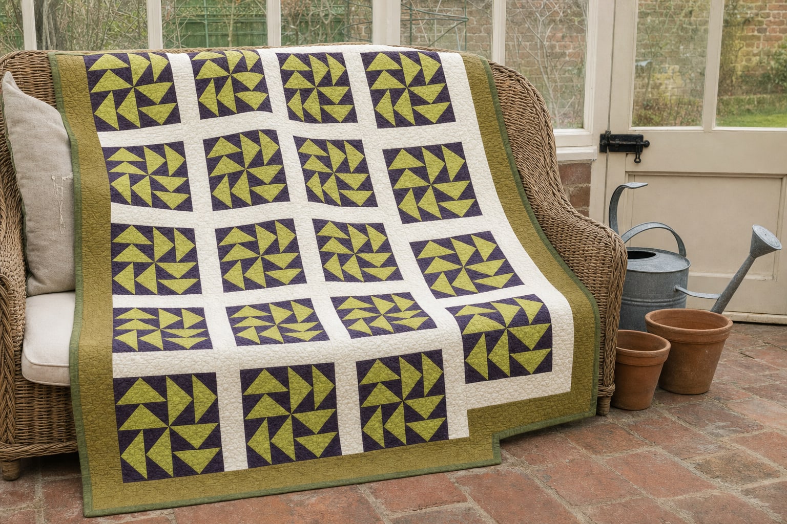 Foxfire Puzzle quilt pattern, Dutchman's Puzzle block
