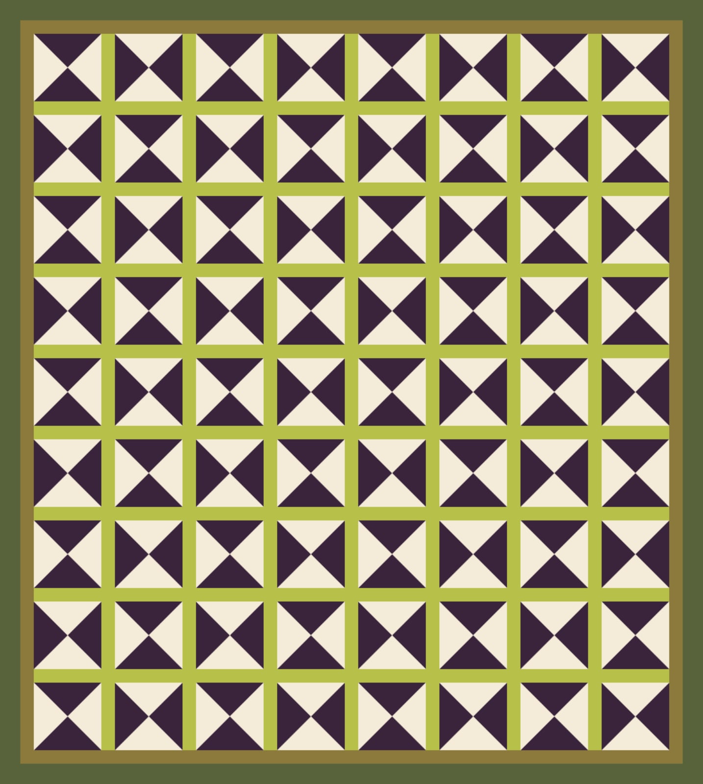 Hourglass Watch quilt pattern, Quarter Square Triangle block