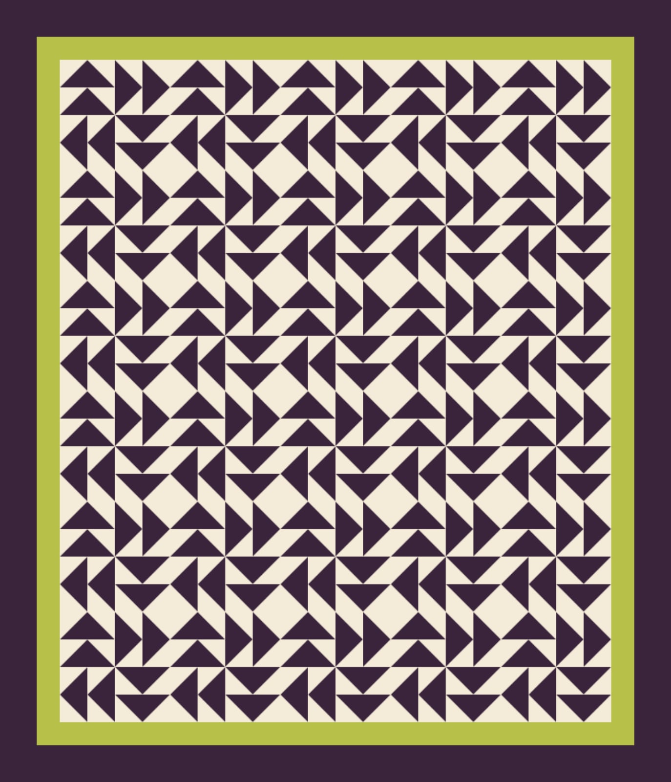 Aubergine Puzzle quilt pattern, Dutchman's Puzzle block