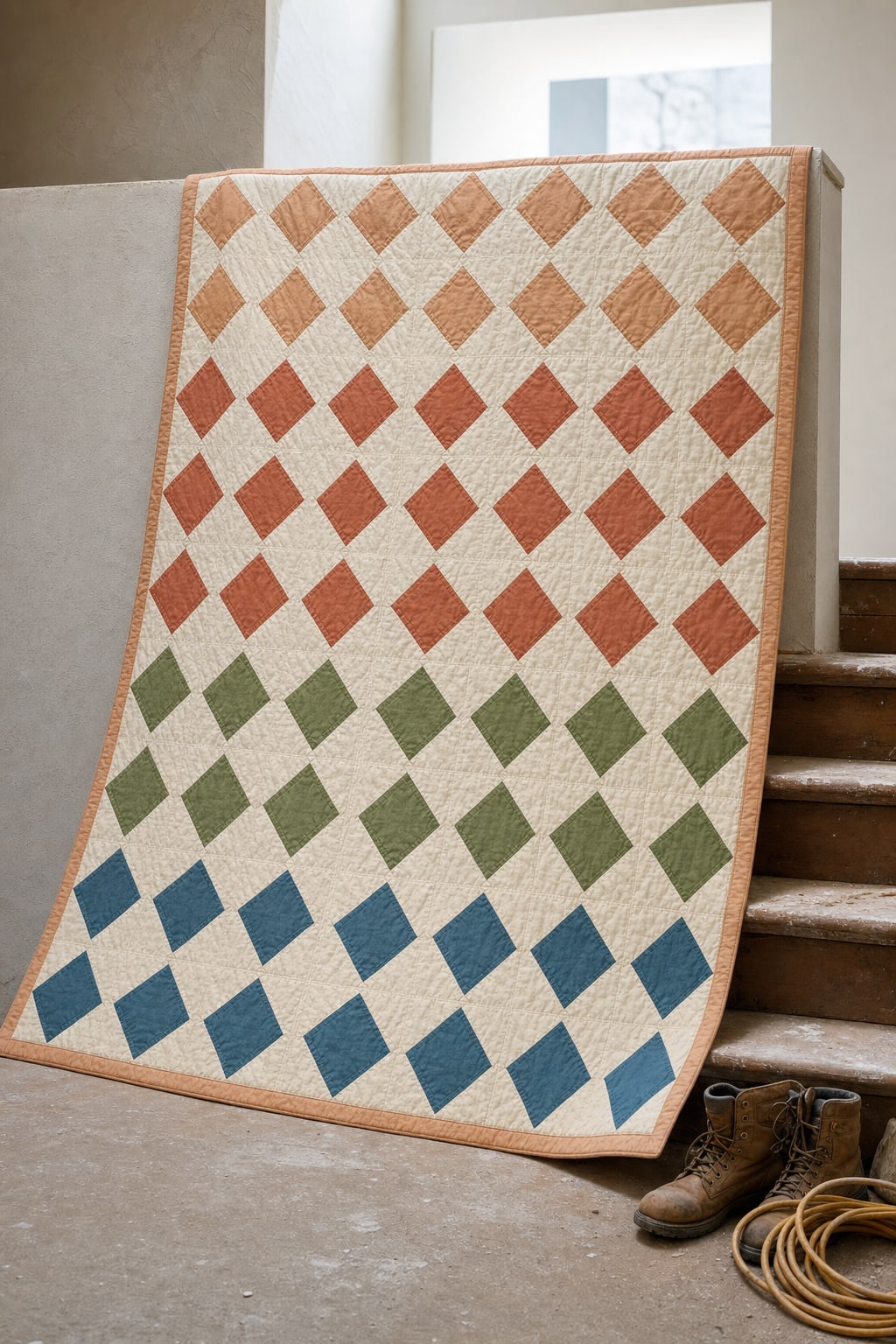 Adobe Diamond Courses quilt pattern, Square in a Square block — view 2