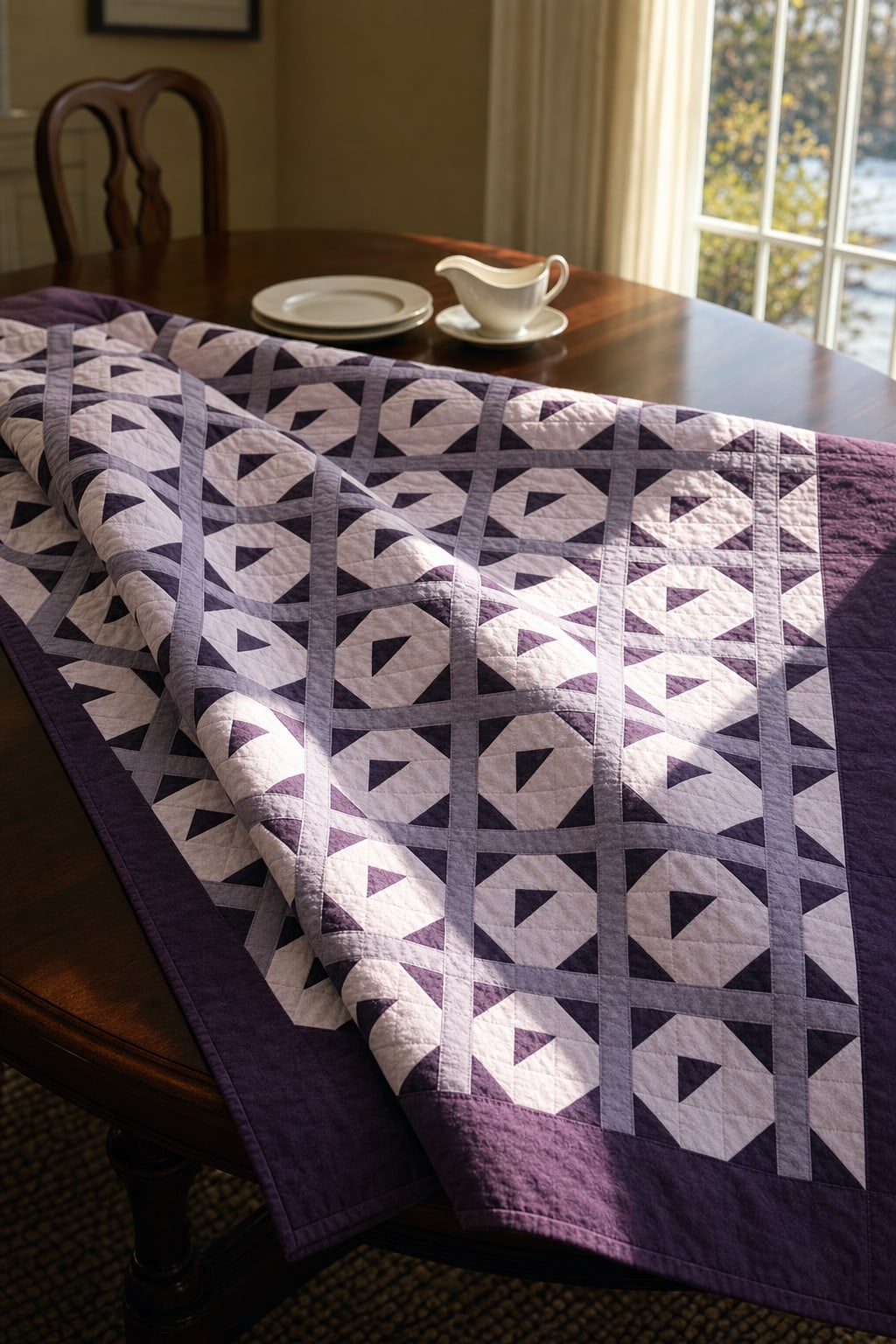 Aubergine Double X quilt pattern, Double X block