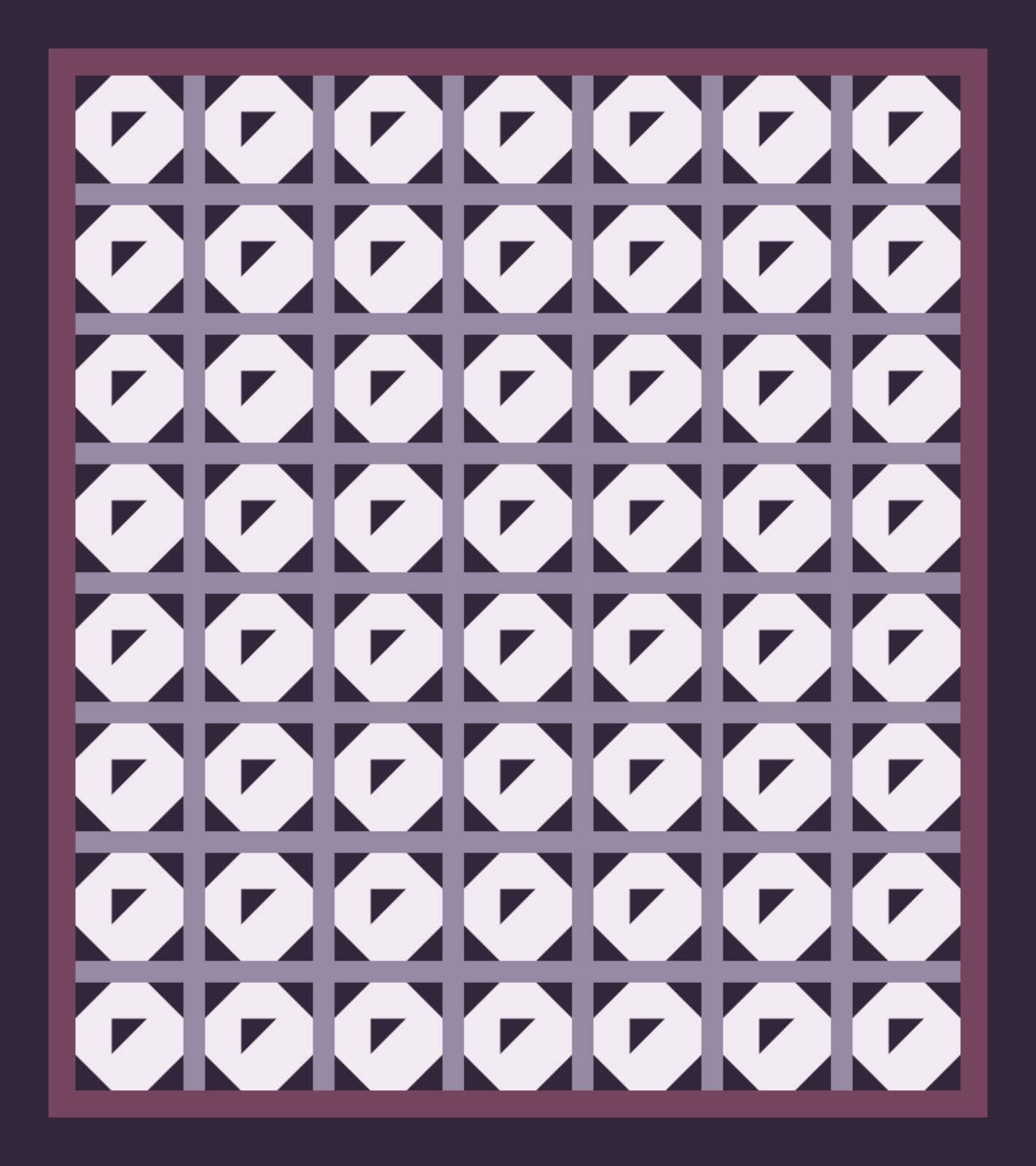 Aubergine Double X quilt pattern, Double X block — view 3