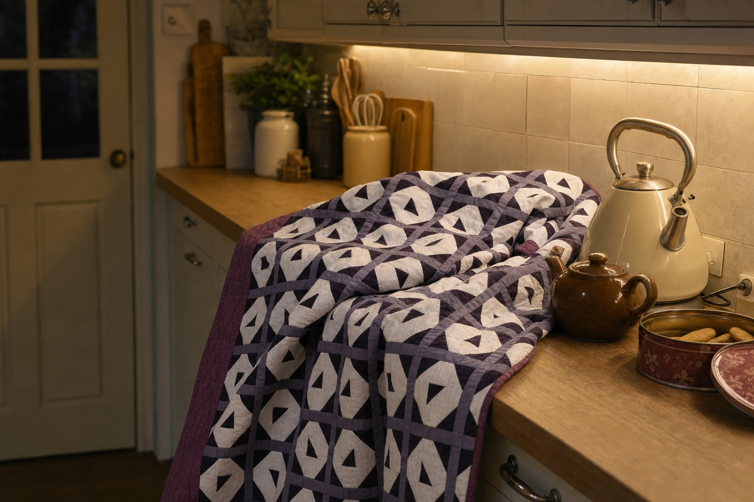 Aubergine Double X quilt pattern, Double X block — view 2