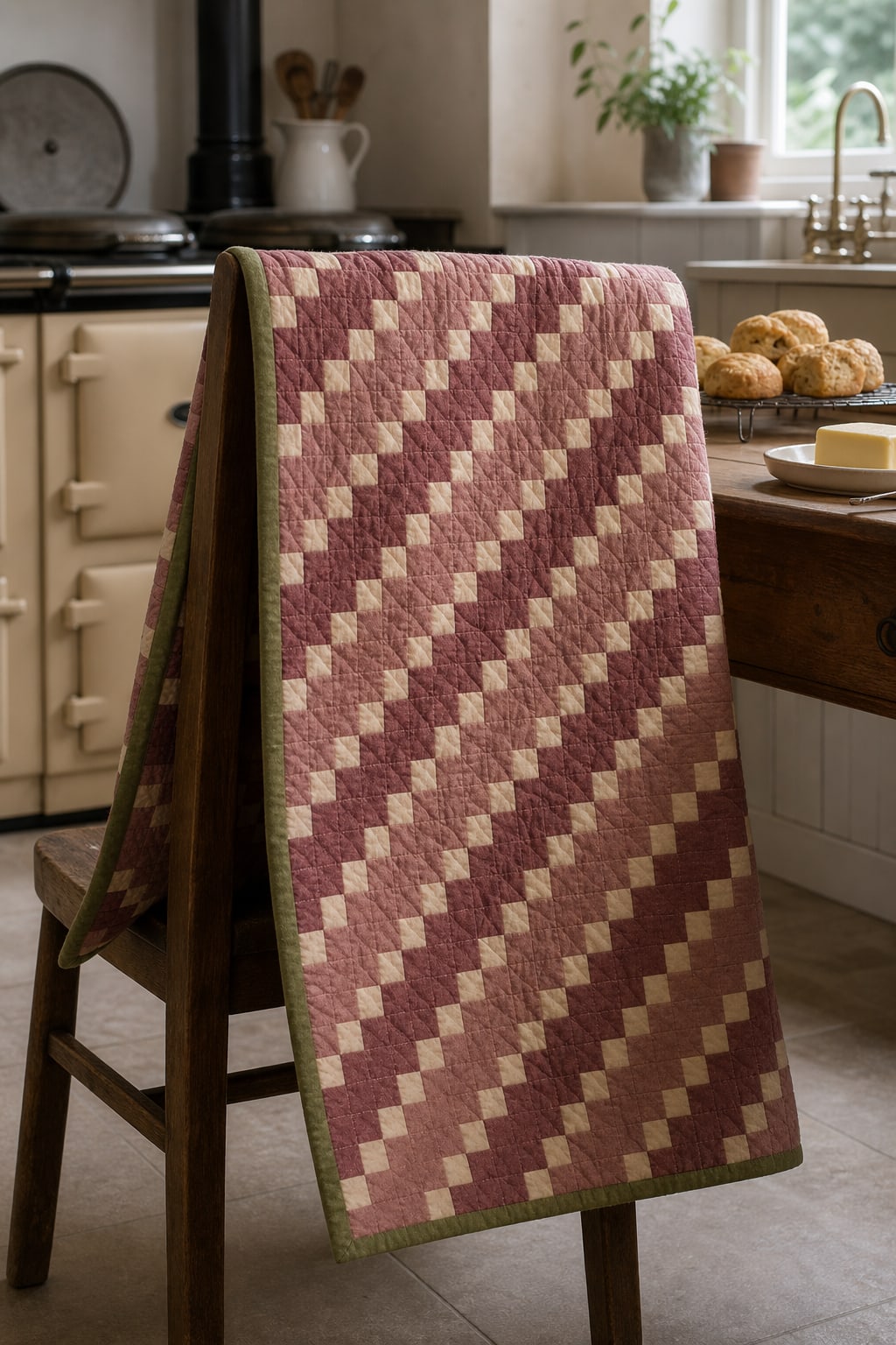 Walnut-Bound Berry Chain quilt pattern, Double Four Patch block — view 2