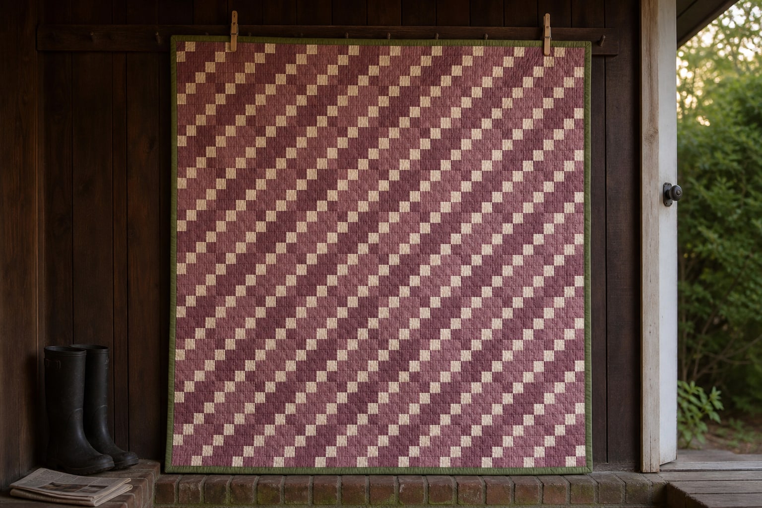 Walnut-Bound Berry Chain quilt pattern, Double Four Patch block — view 3