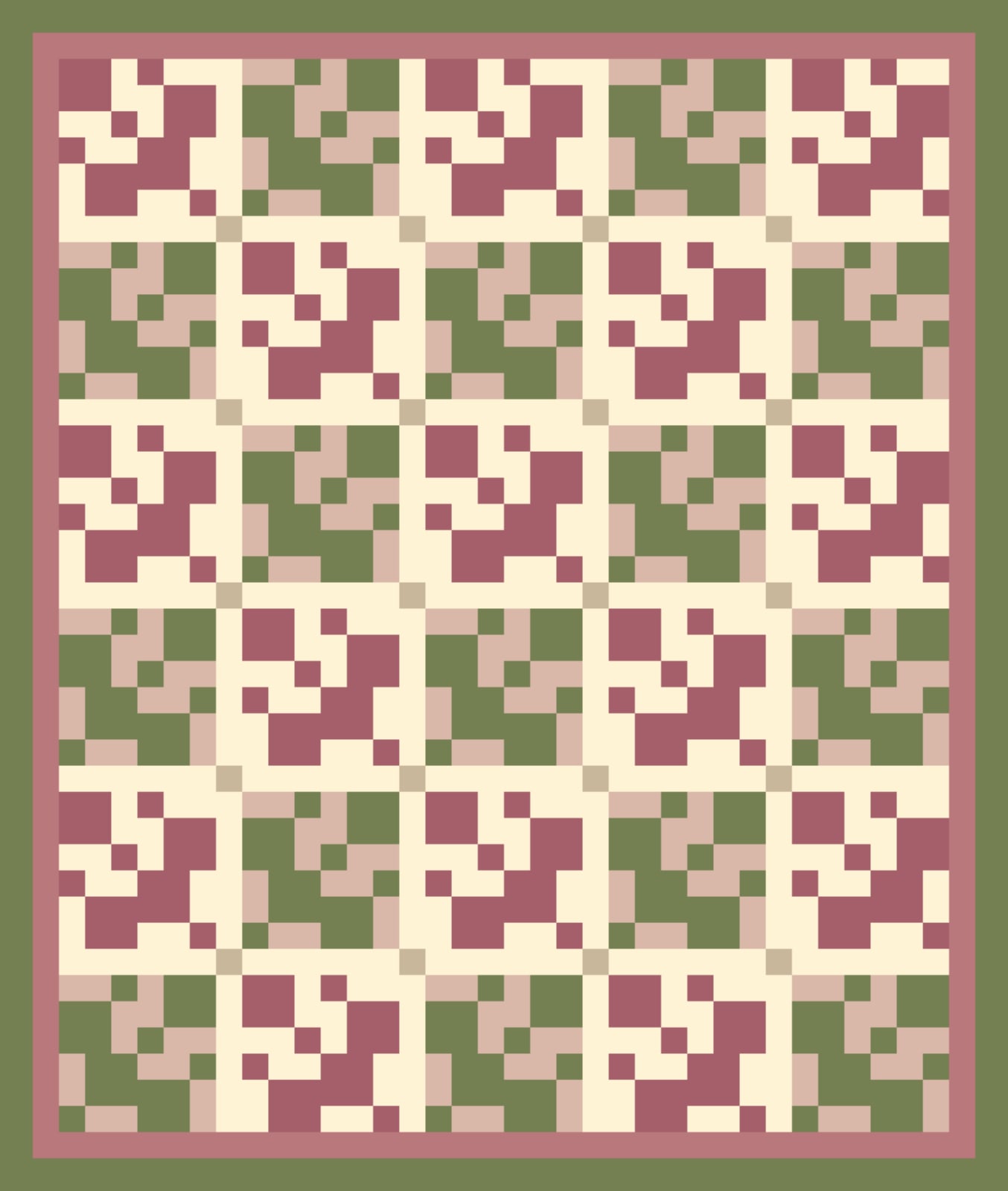 Berry and Moss Disappear quilt pattern, Disappearing Nine Patch block — view 3