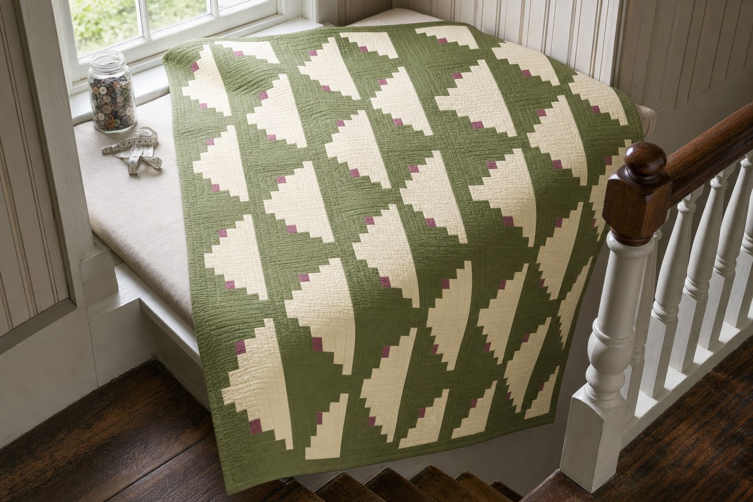 Berry Hearths in Moss quilt pattern