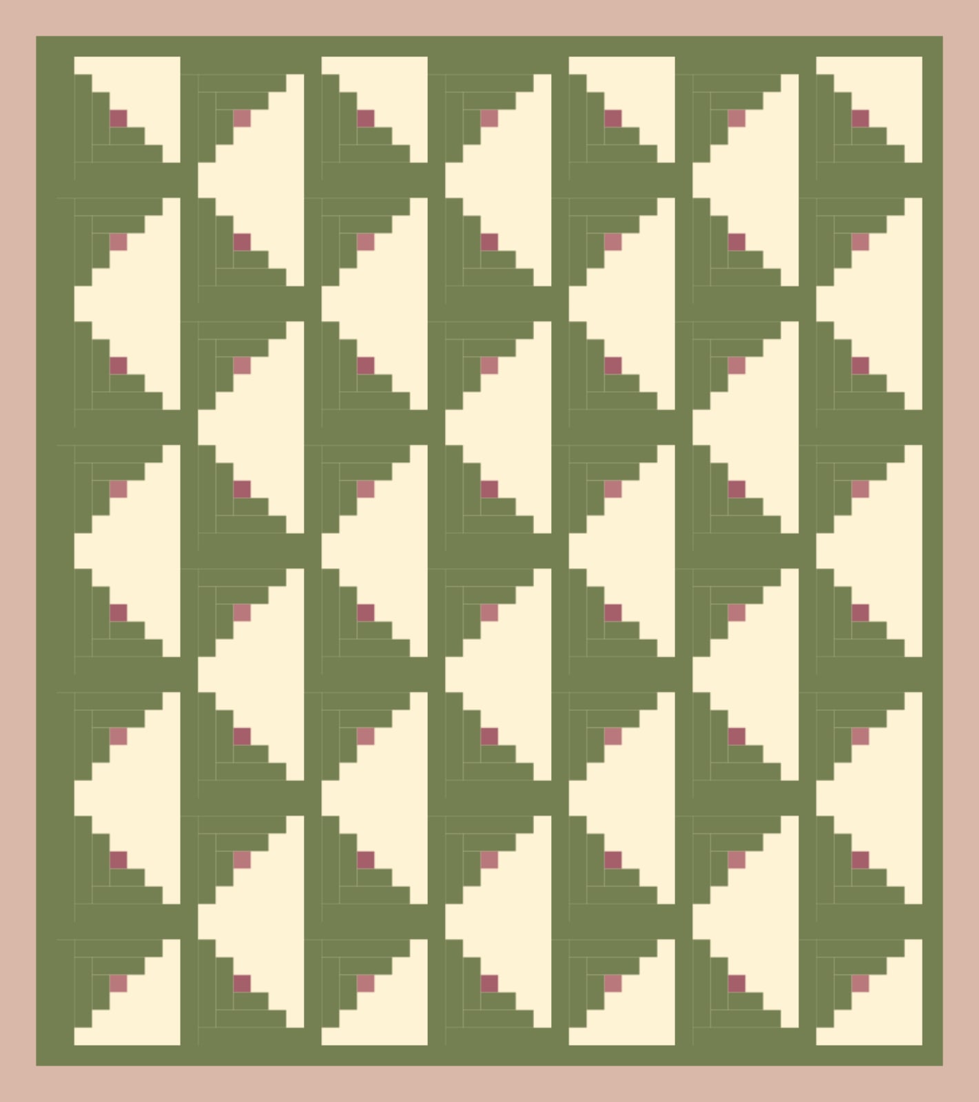 Berry Hearths in Moss quilt pattern, Log Cabin block — view 2