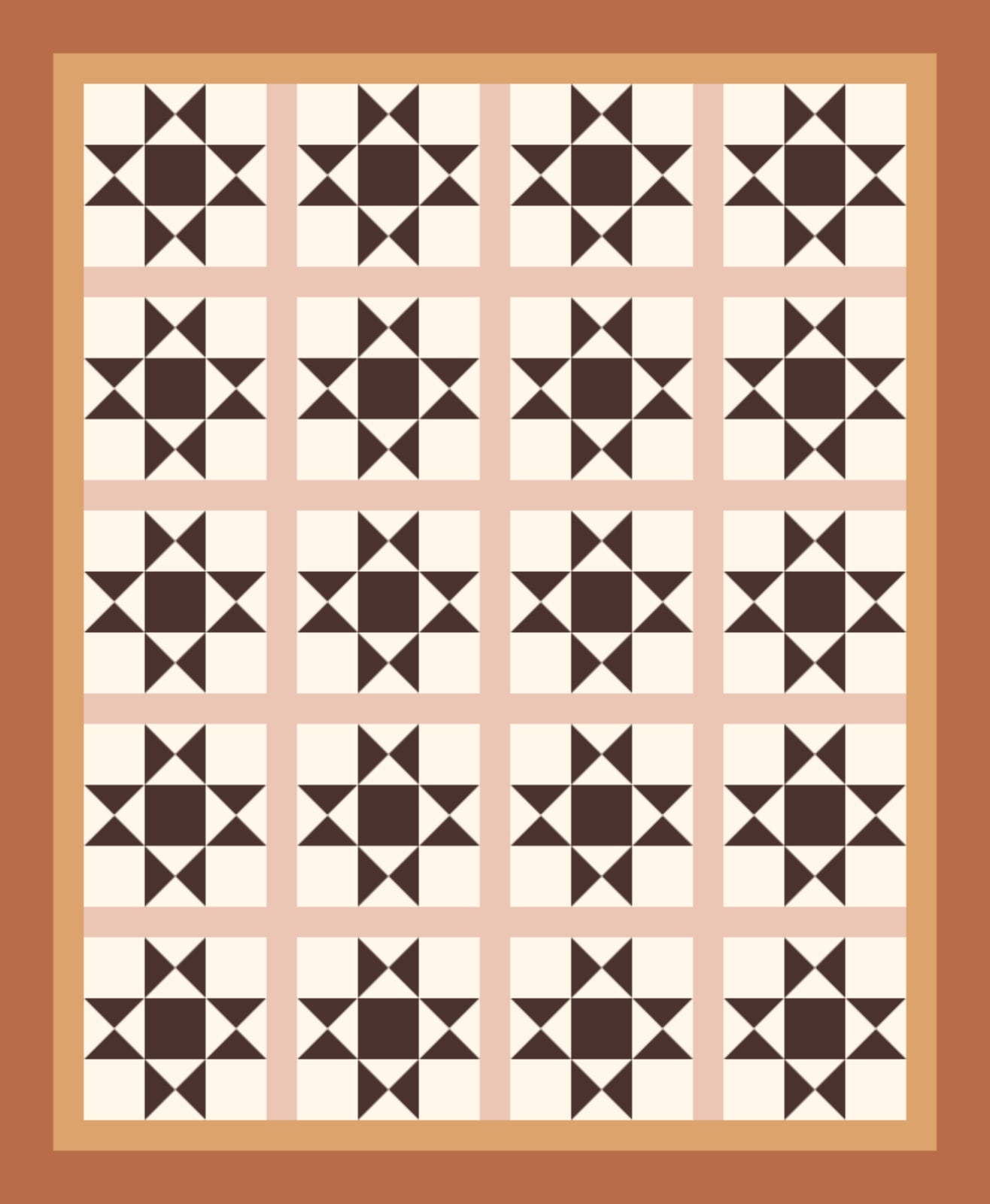 Walnut Ohio Star quilt pattern, Ohio Star block — view 3