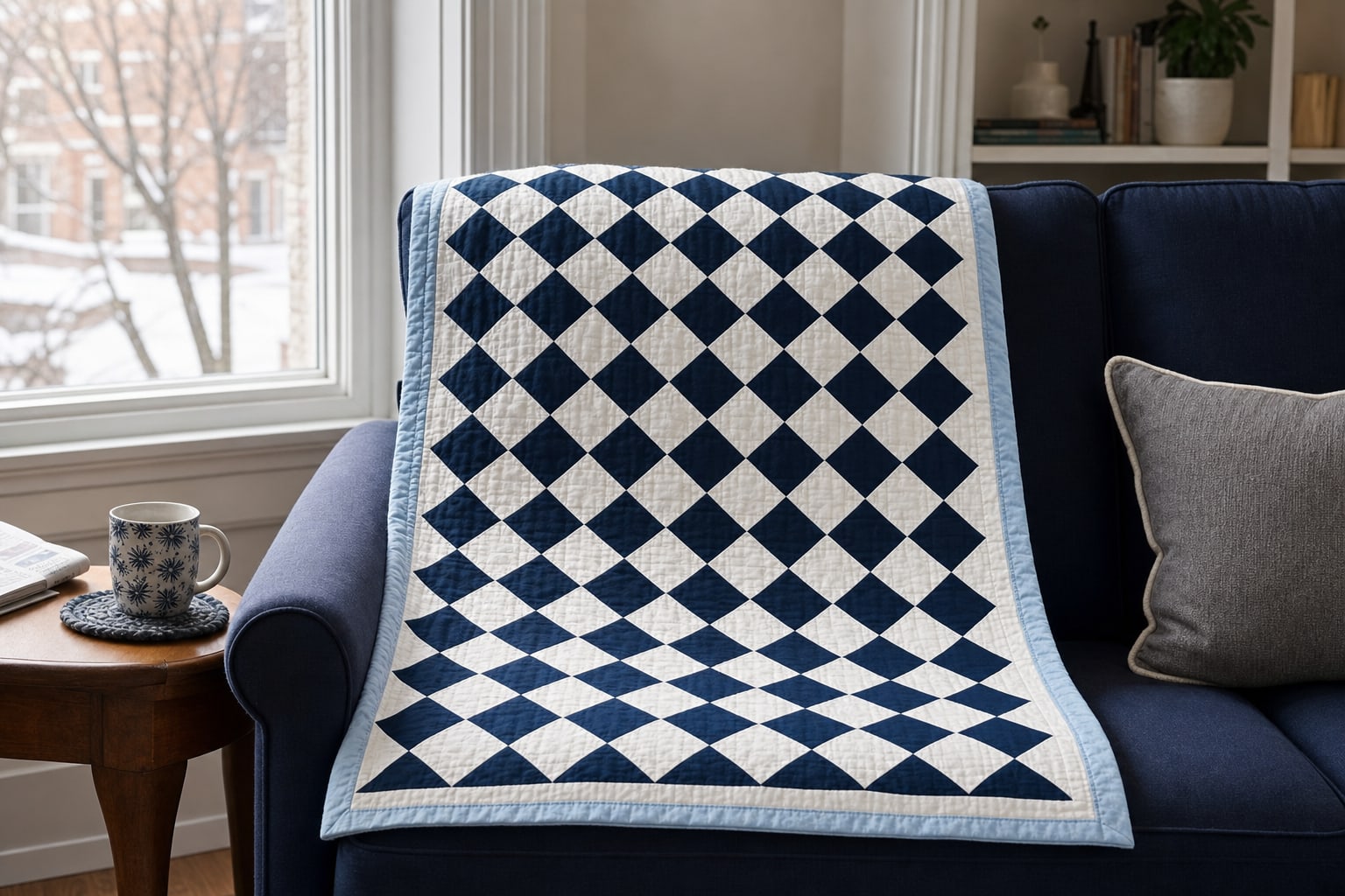 Ink Diamonds quilt pattern, Square in a Square block — view 2