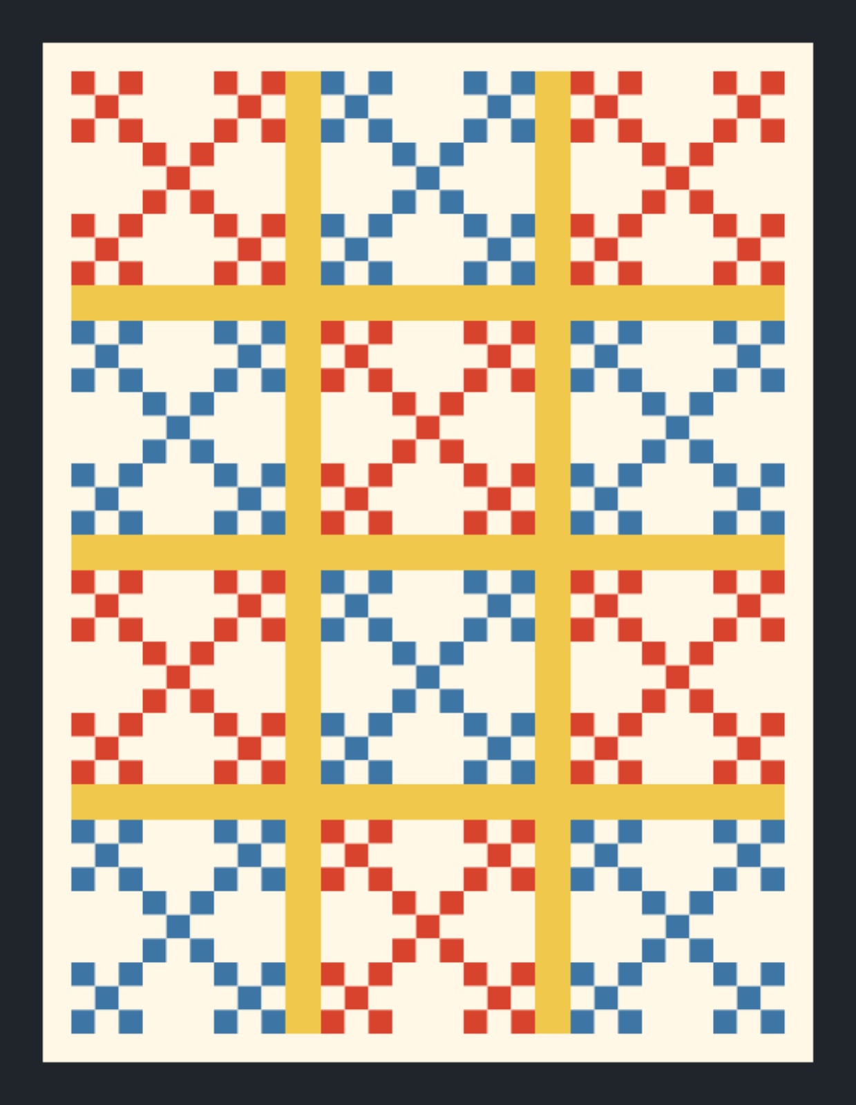 Primary Nine Lattice quilt pattern, Double Nine Patch block — view 4