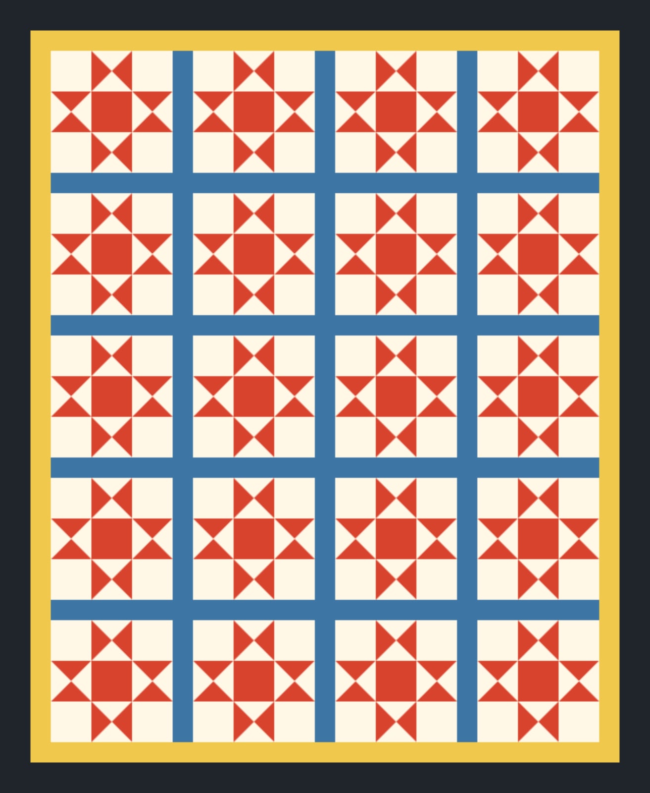 Red Ohio Stars quilt pattern, Ohio Star block — view 4