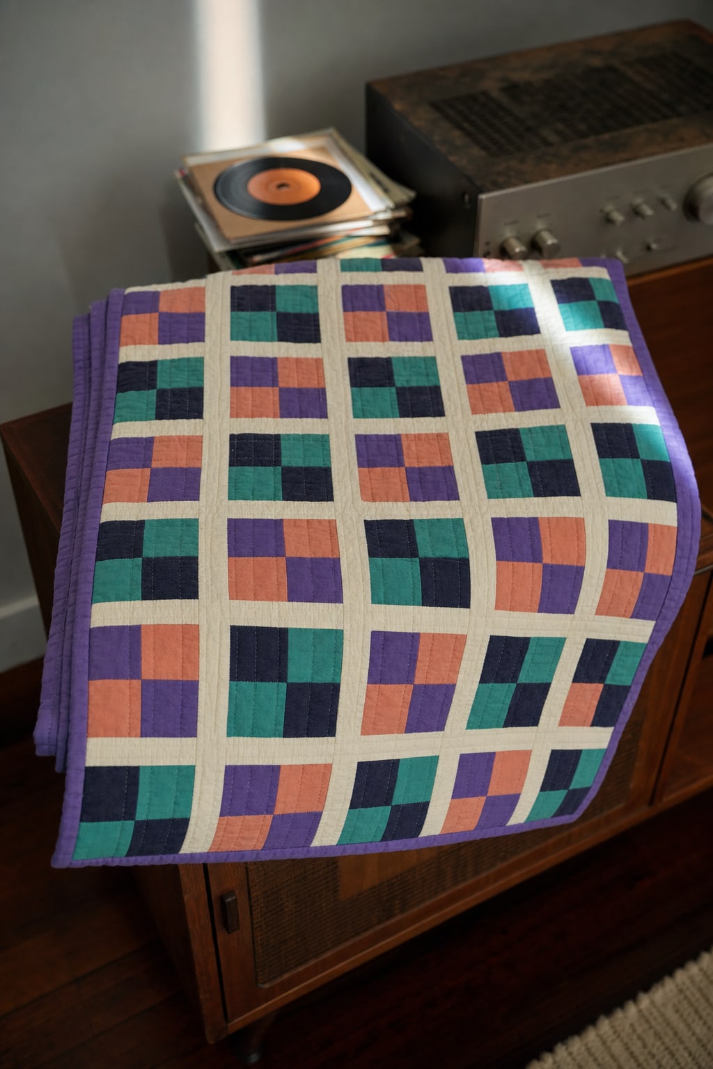 Coral Plum Four Patch quilt pattern