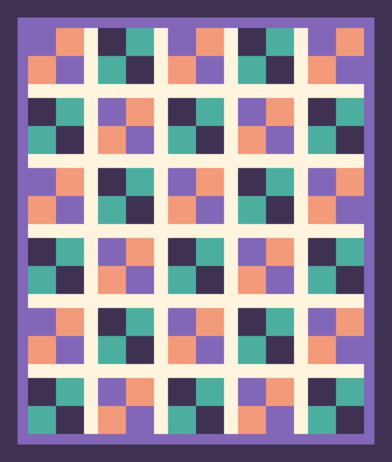 Coral Plum Four Patch quilt pattern, Four Patch block — view 3