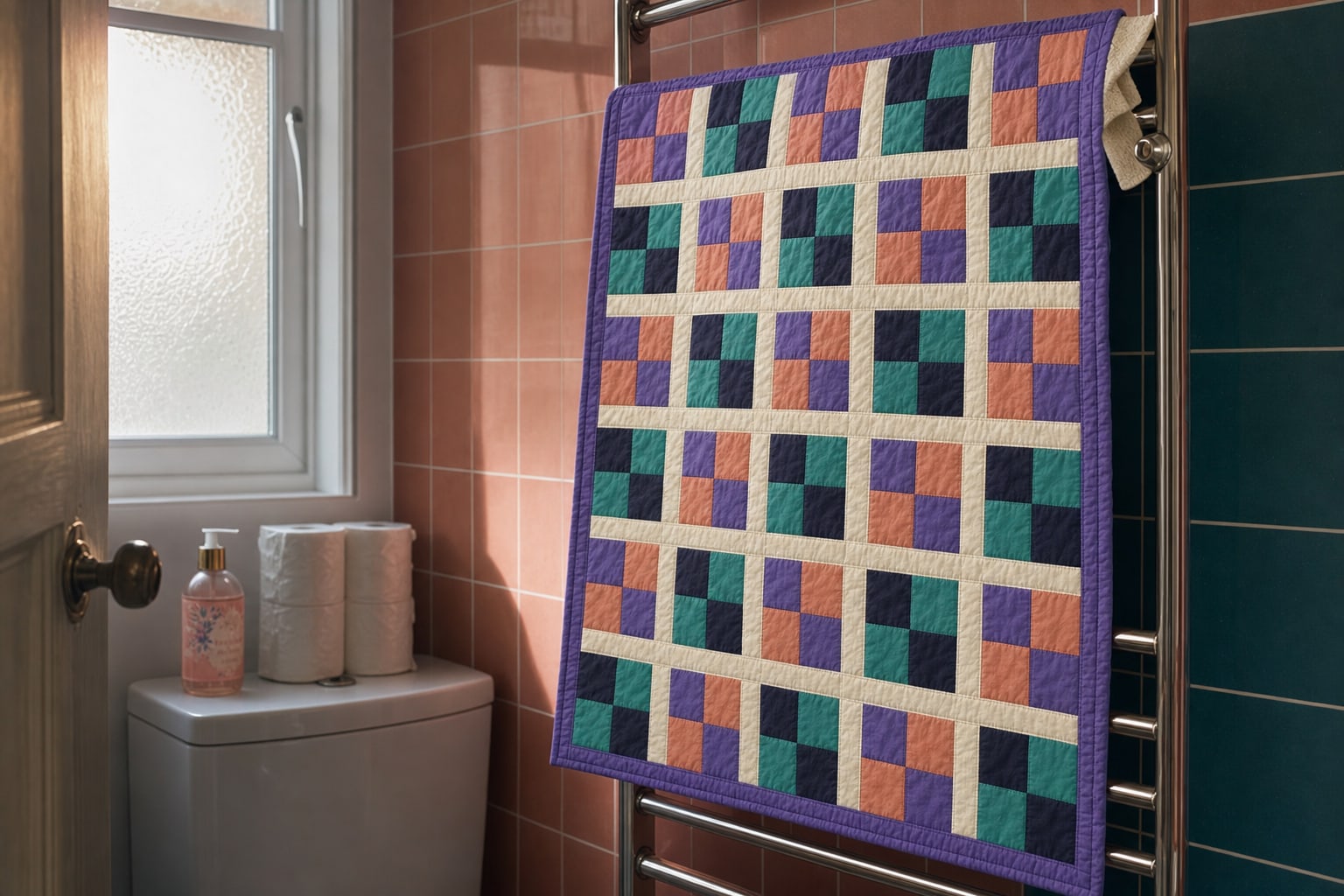 Coral Plum Four Patch quilt pattern, Four Patch block — view 2