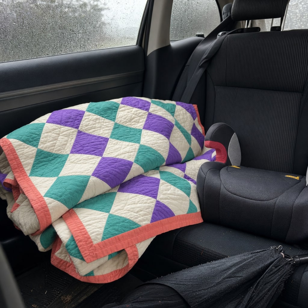 Teal Violet Stars quilt pattern, Sawtooth Star block — view 3