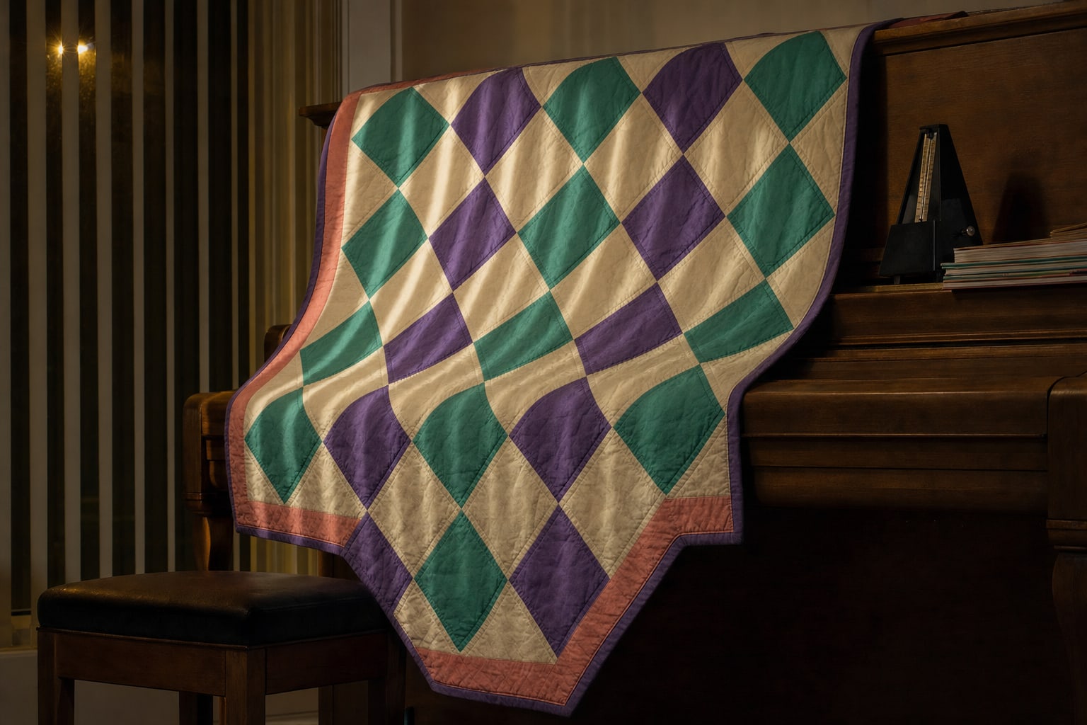 Teal Violet Stars quilt pattern, Sawtooth Star block — view 2