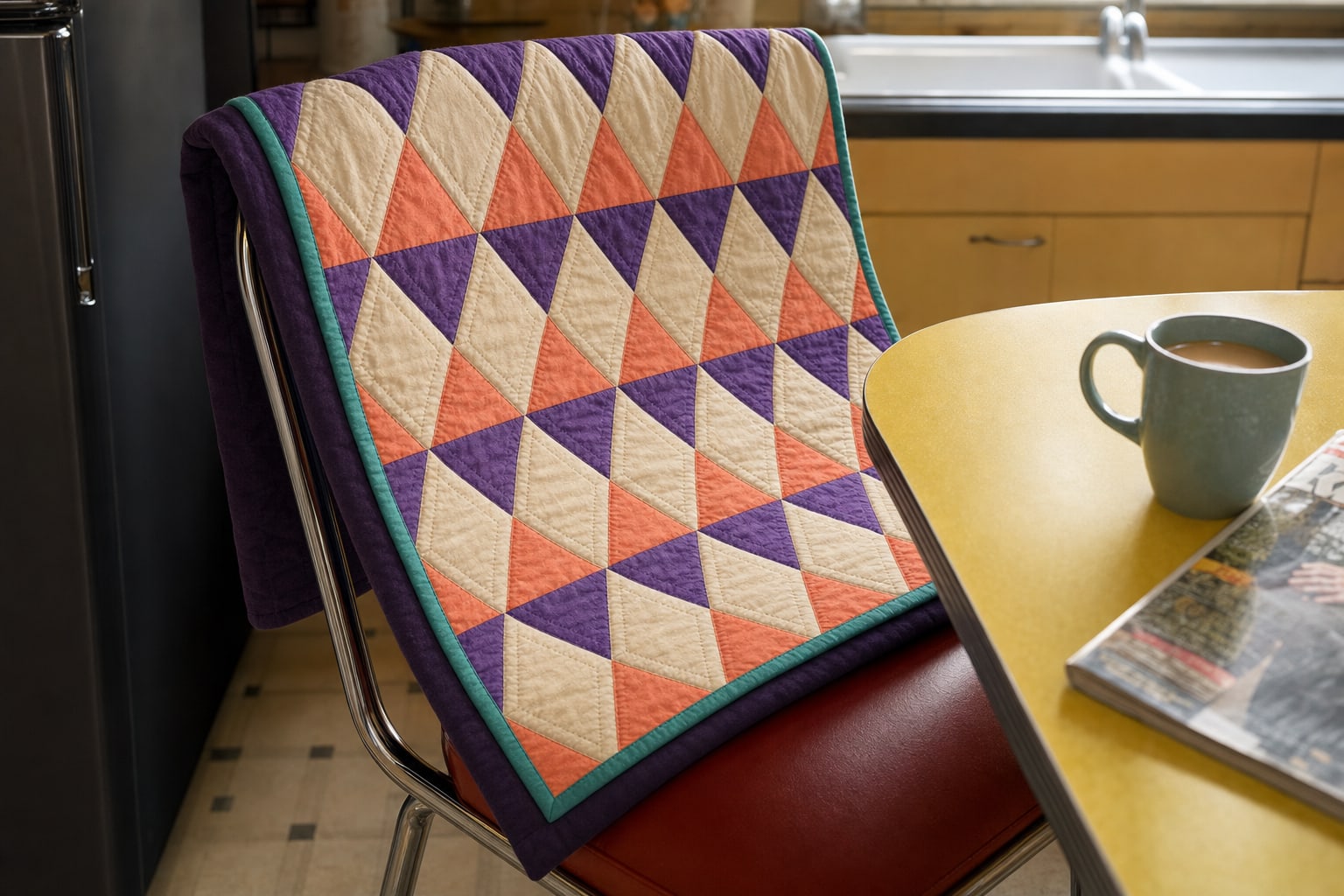 Violet Coral Chevrons quilt pattern