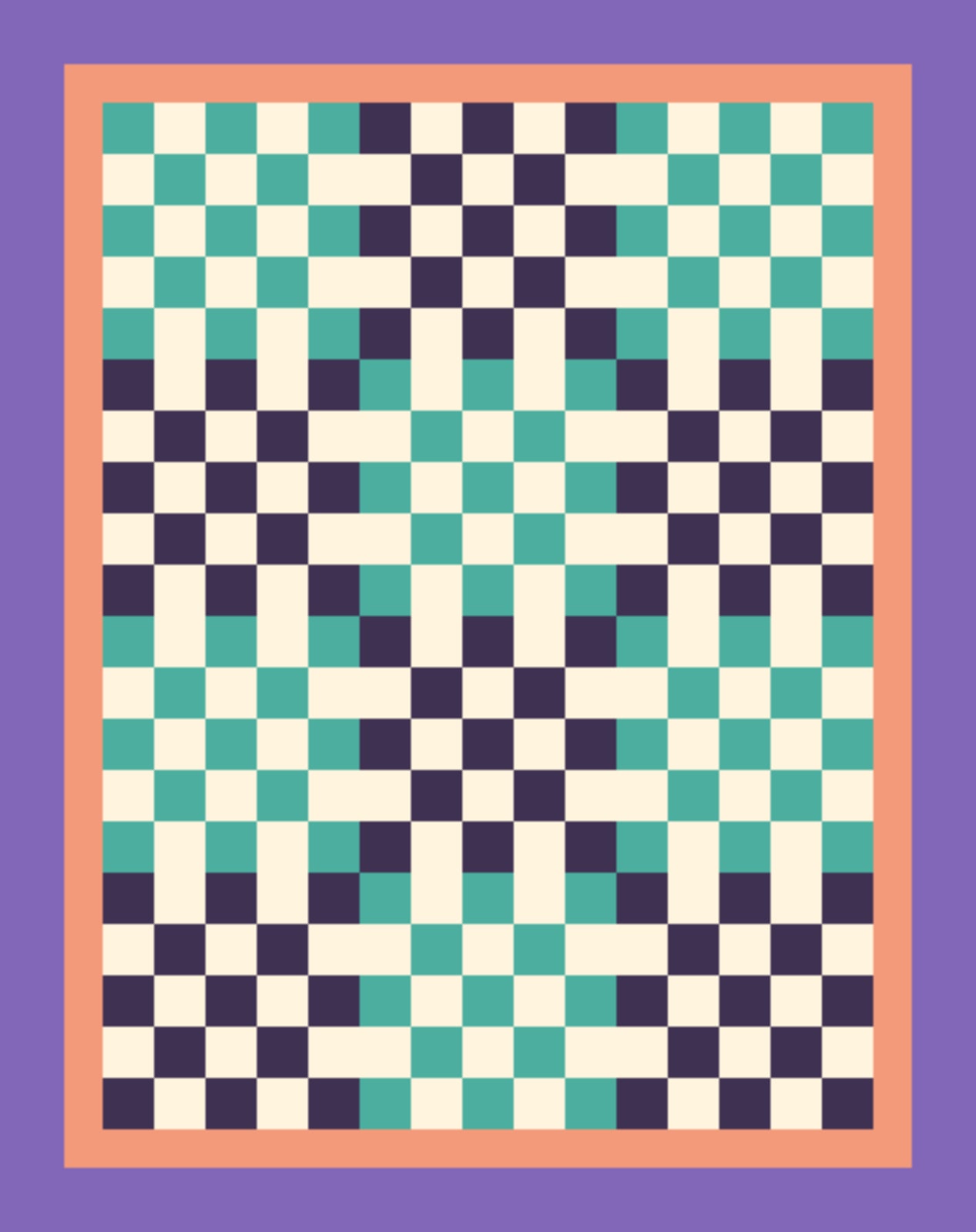 Teal Plum Postage quilt pattern, Twenty-Five Patch block — view 2