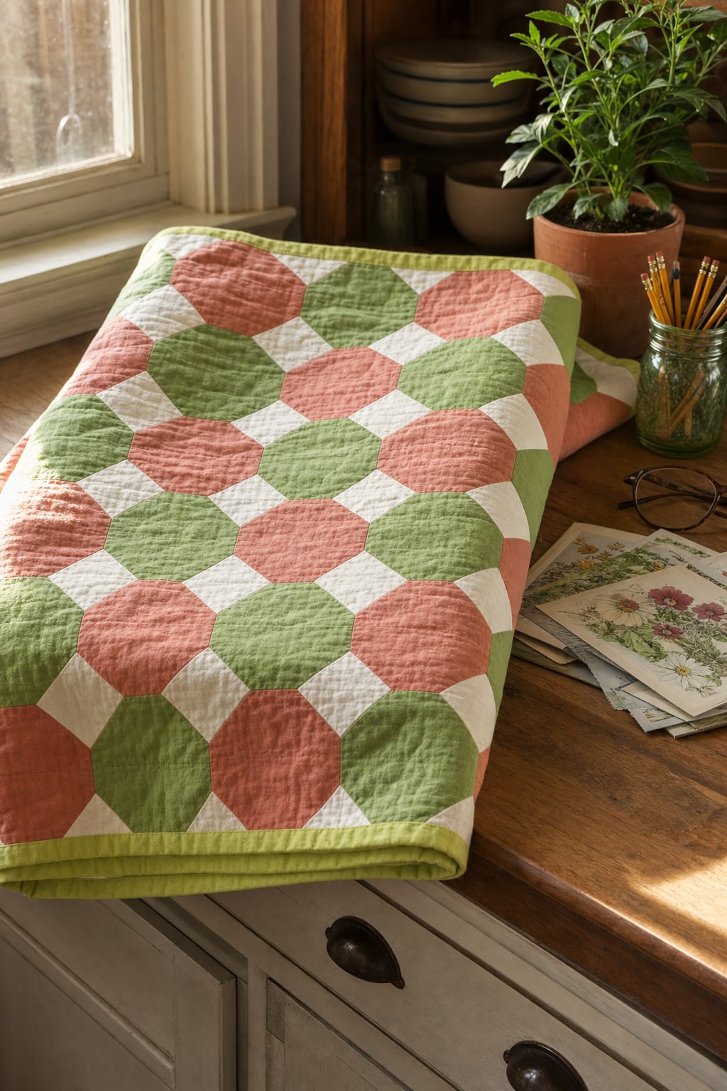 Leaf Snowballs quilt pattern, Snowball block — view 3