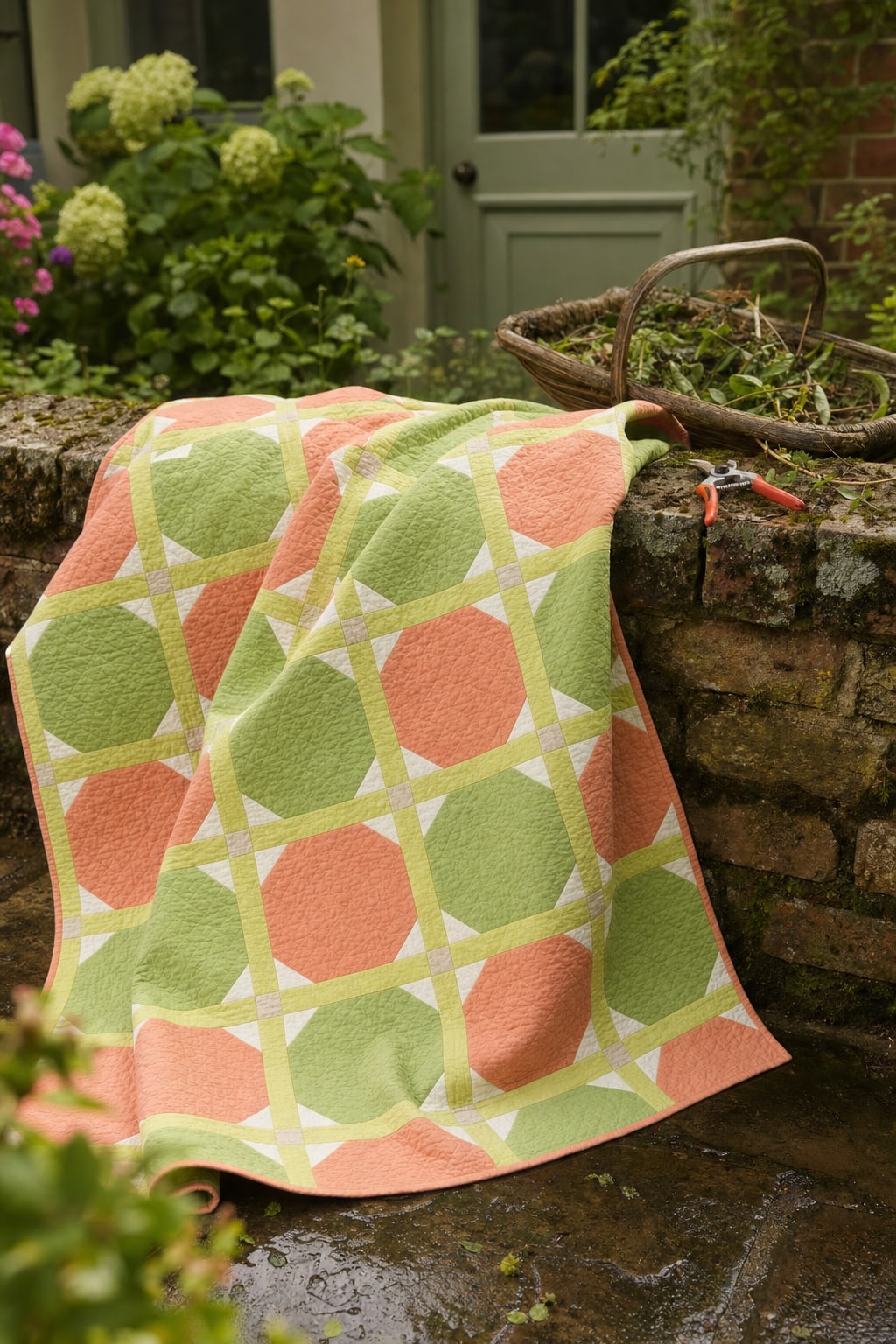 Leaf and Blossom quilt pattern, Maple Leaf block