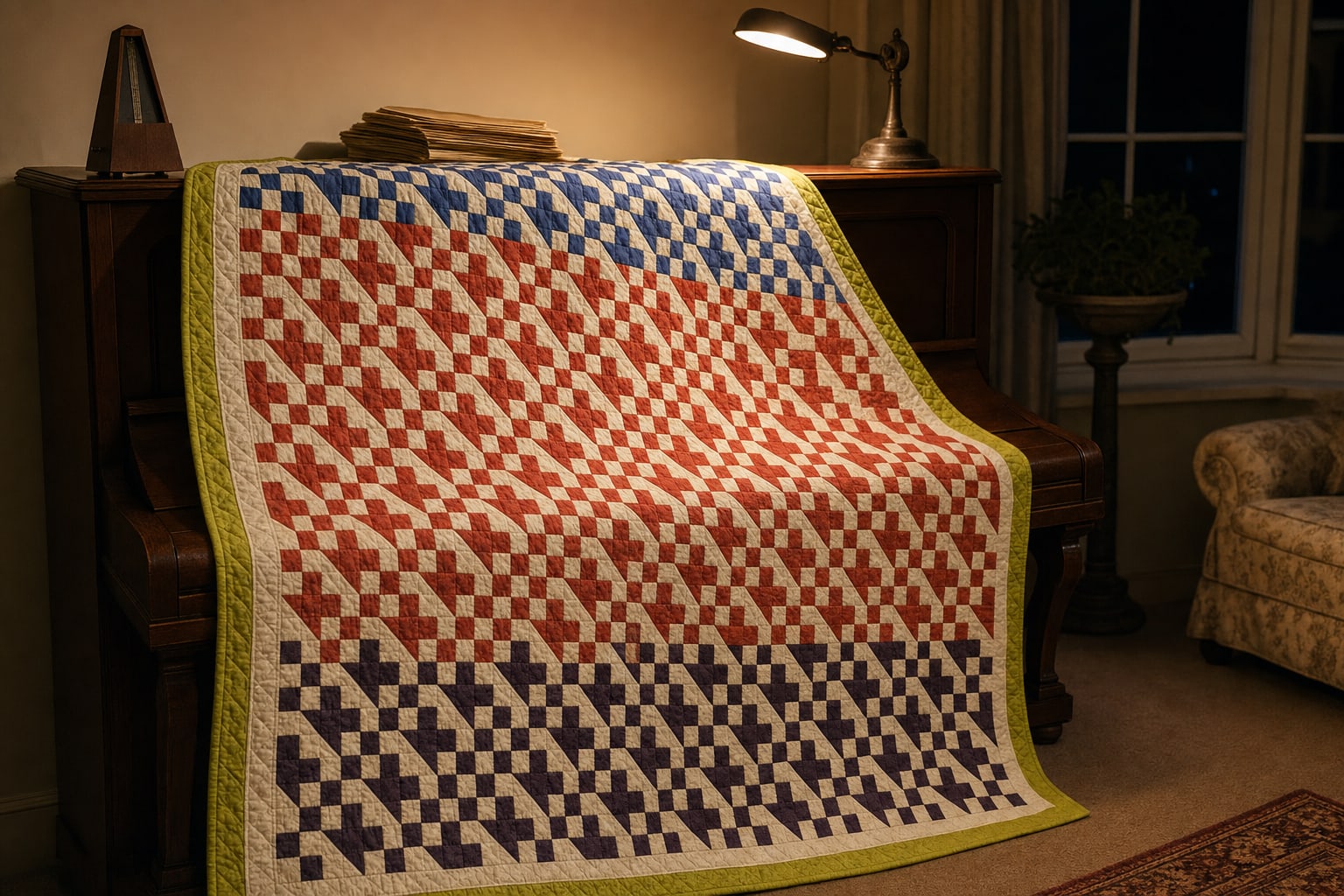 Citron Ladder Bands quilt pattern, Jacob's Ladder block — view 2