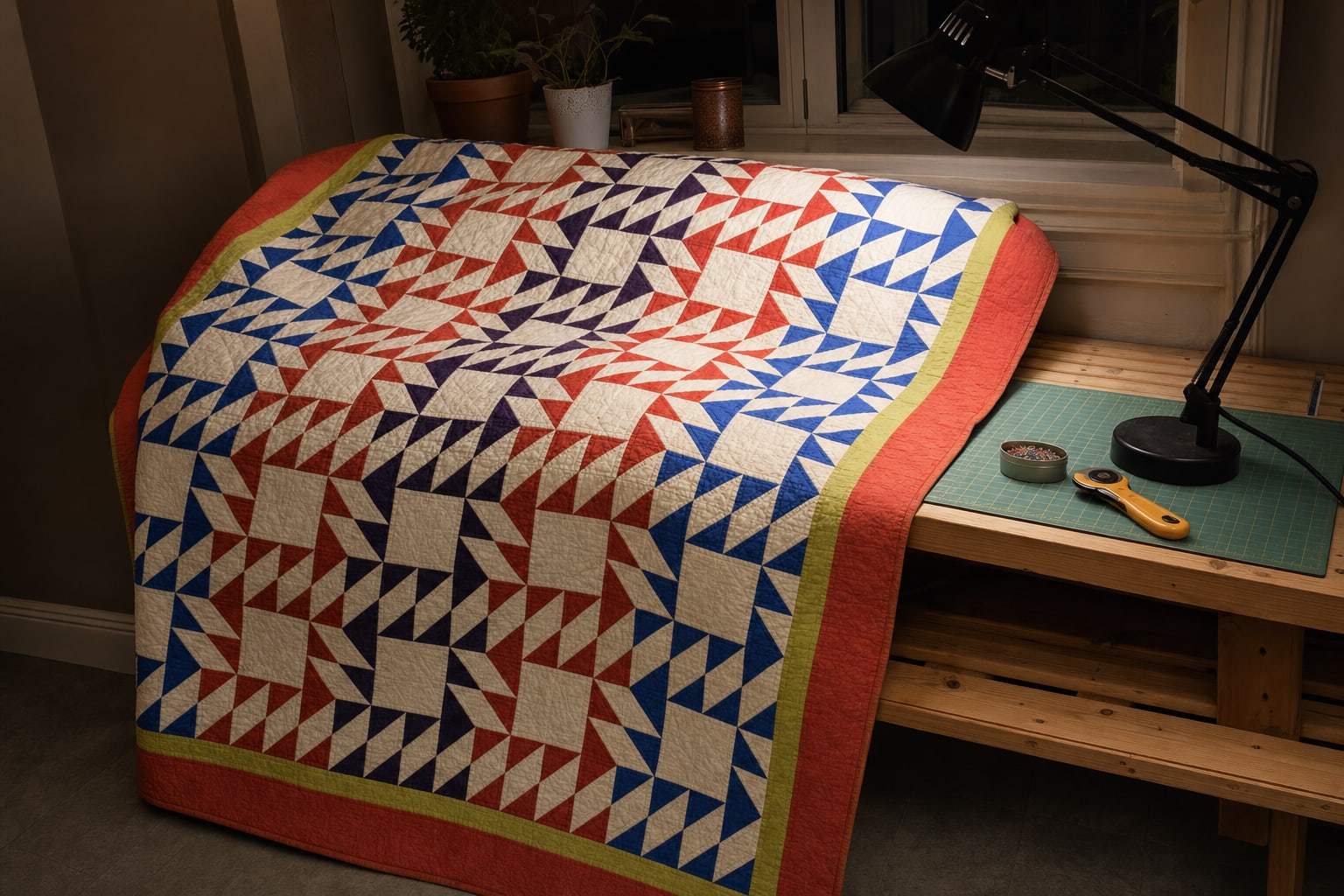 Citron Column Tides quilt pattern, Ocean Waves block — view 2
