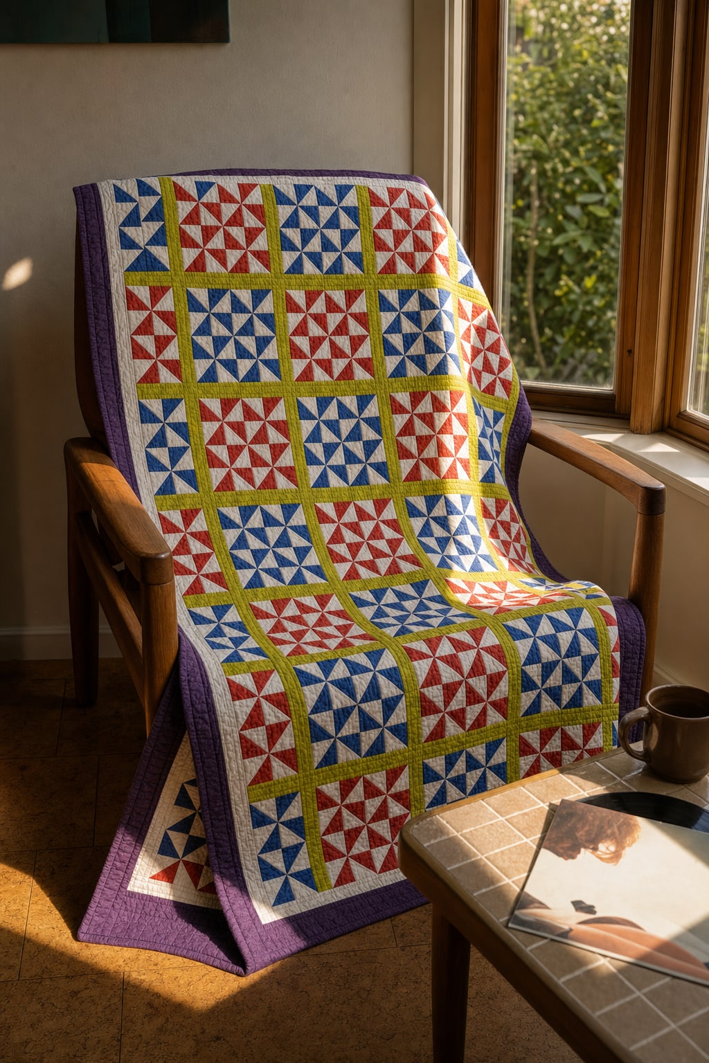 Cobalt Citron Spin quilt pattern