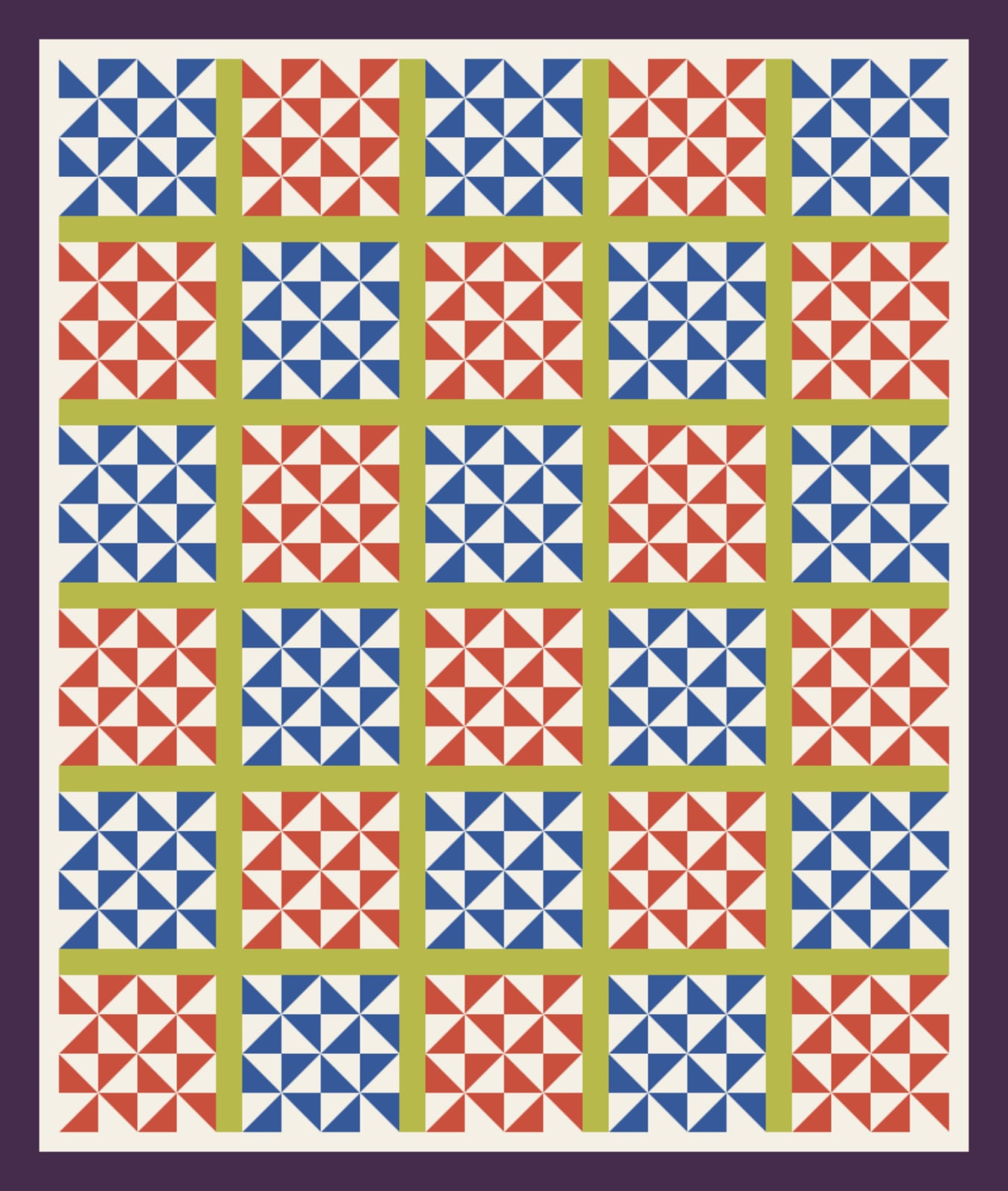 Cobalt Citron Spin quilt pattern, Pinwheels block — view 4