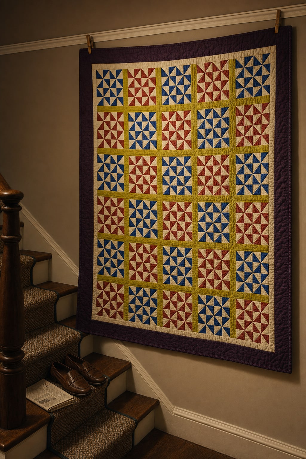 Cobalt Citron Spin quilt pattern, Pinwheels block — view 2