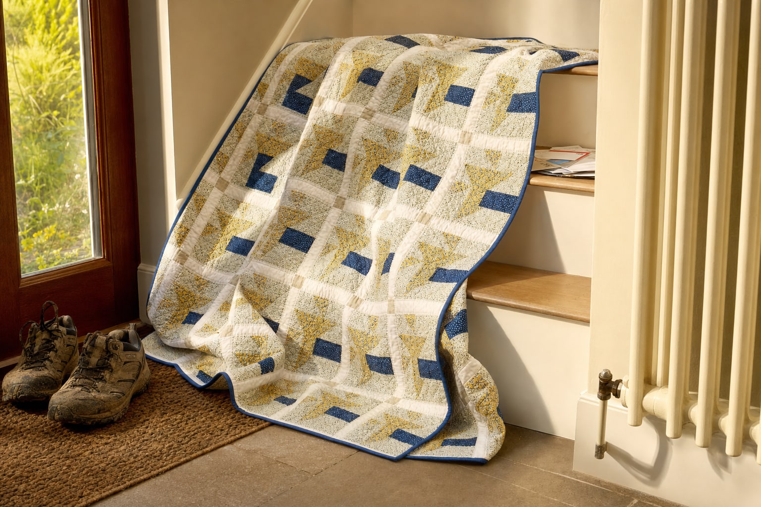 Mustard Vine Tulips quilt pattern, Tulip block