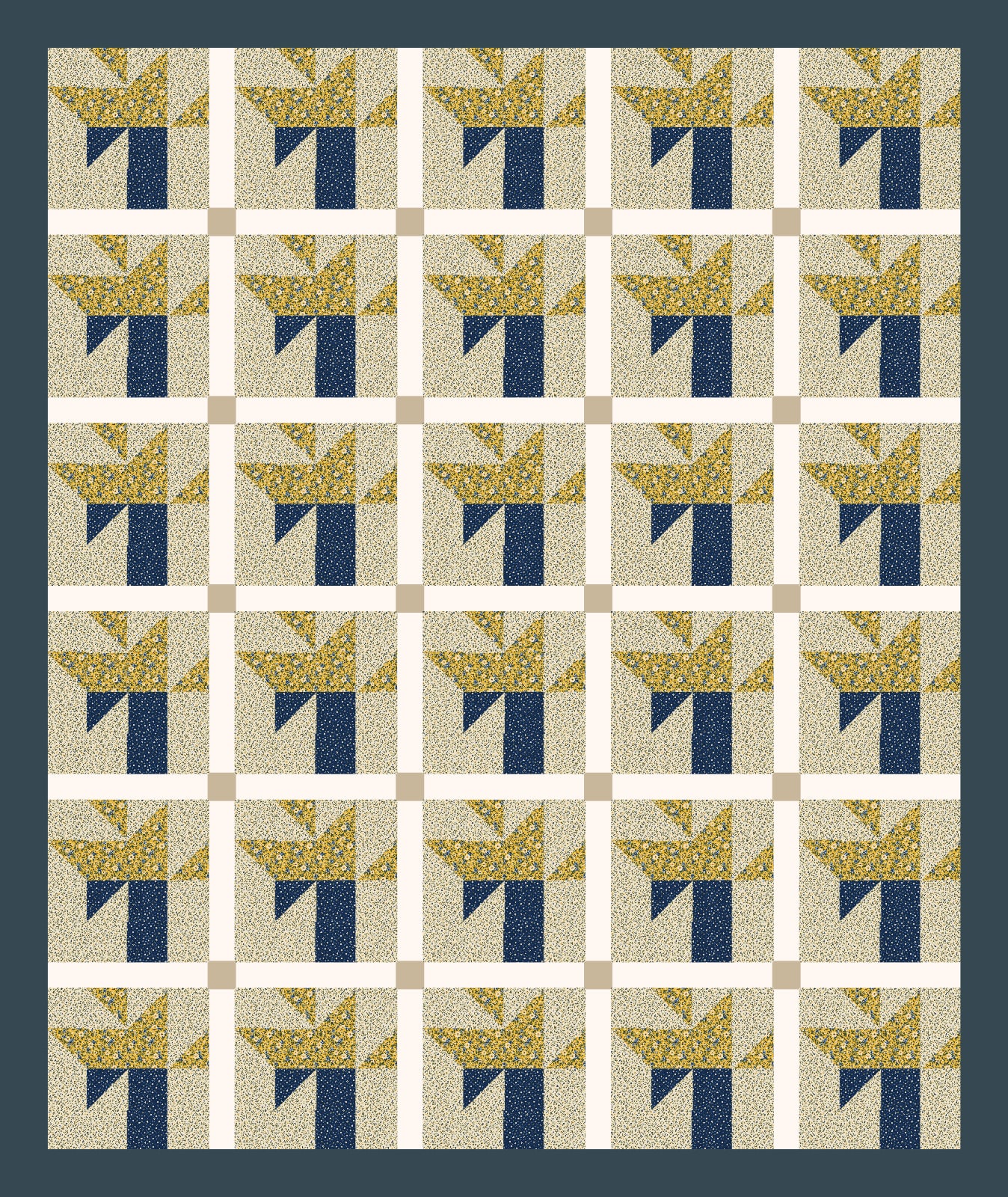Mustard Vine Tulips quilt pattern, Tulip block — view 2
