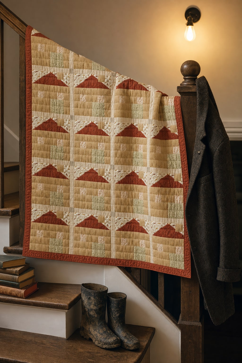Harvest Schoolhouse Throw quilt pattern