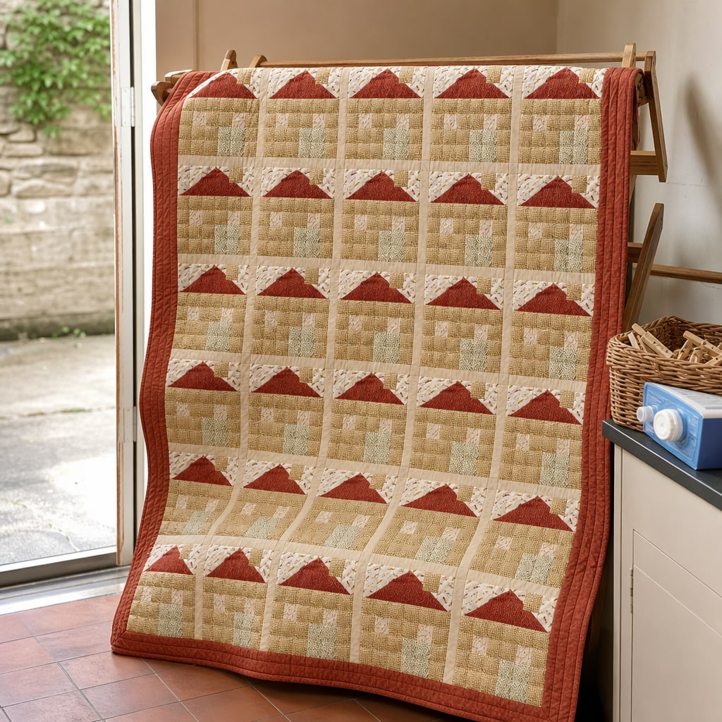 Harvest Schoolhouse Throw quilt pattern, Schoolhouse block — view 2