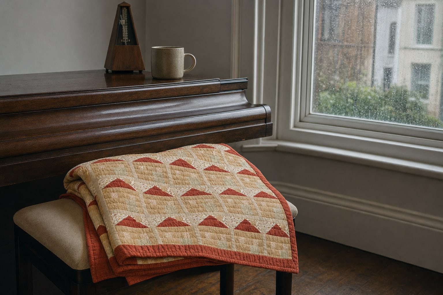 Harvest Schoolhouse Throw quilt pattern, Schoolhouse block — view 3