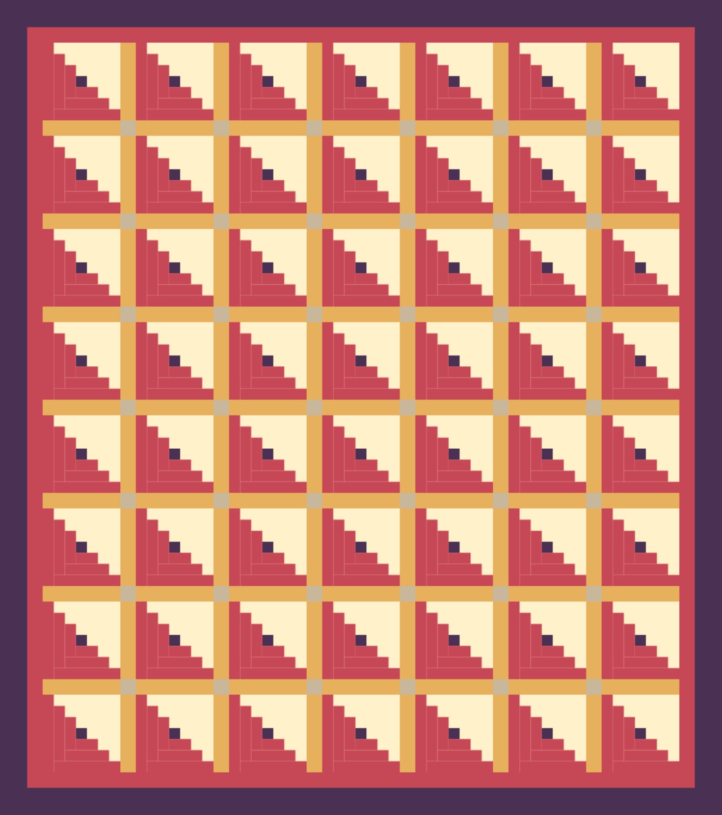 Valentine's Ribbon Cabins quilt pattern, Log Cabin block