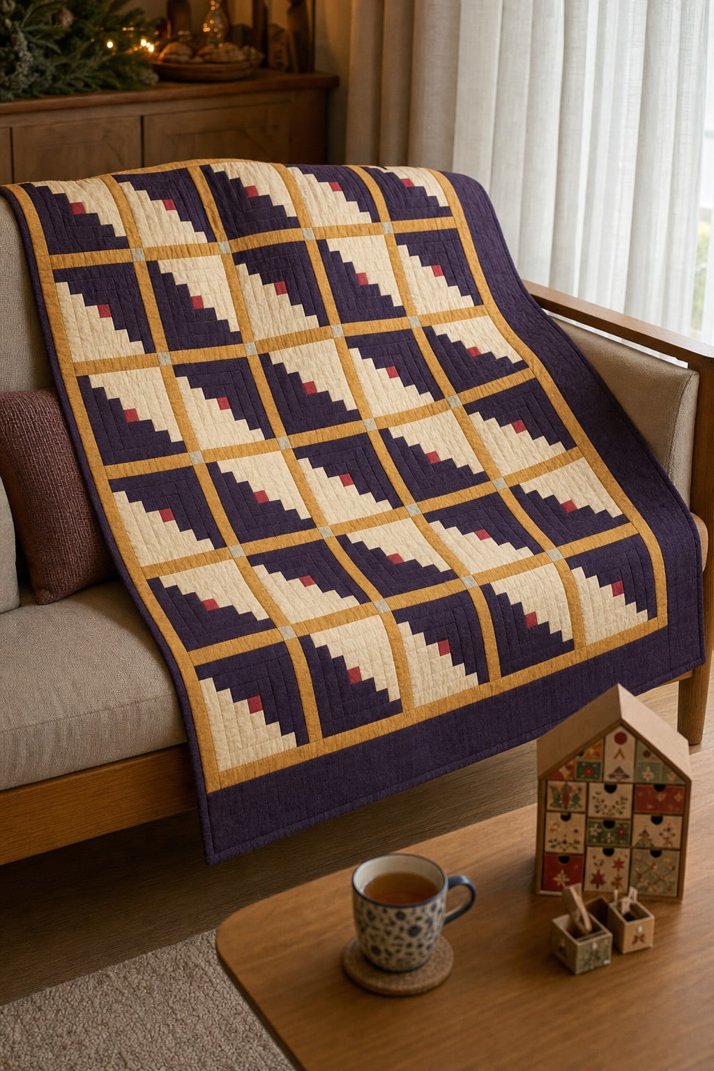 Plum Hearth Cabin quilt pattern, Log Cabin block