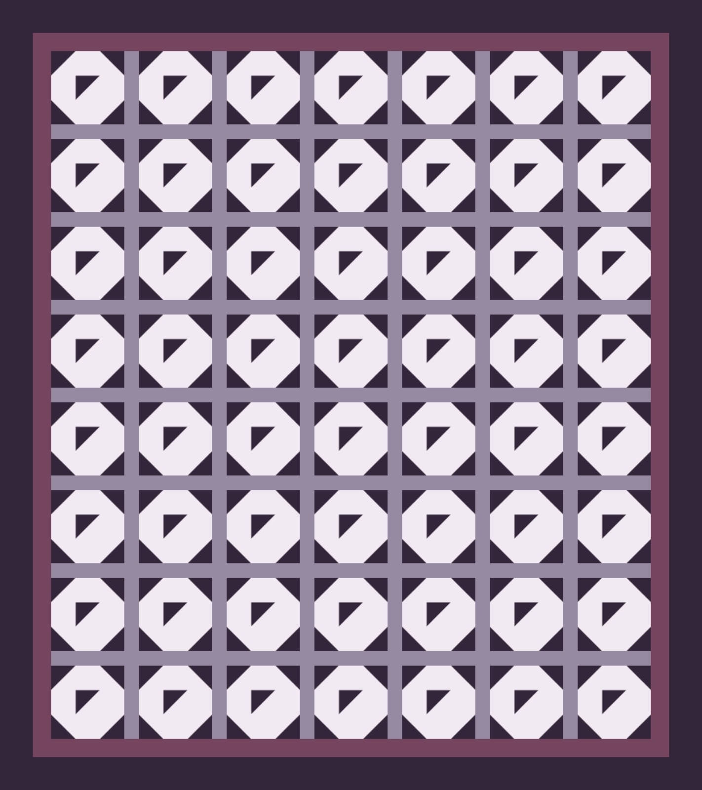 Aubergine Double X quilt by Jamie Vale