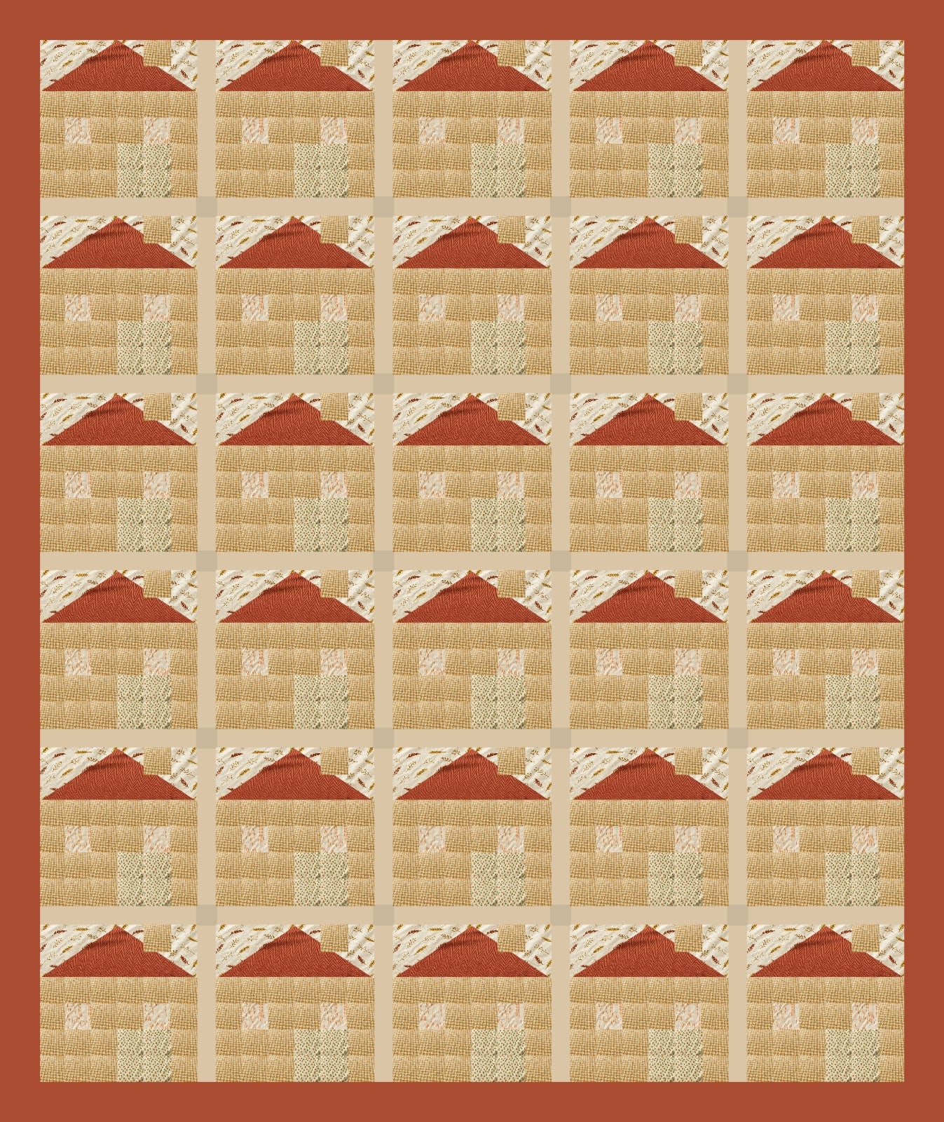 Harvest Schoolhouse Throw quilt by Windfall Acre