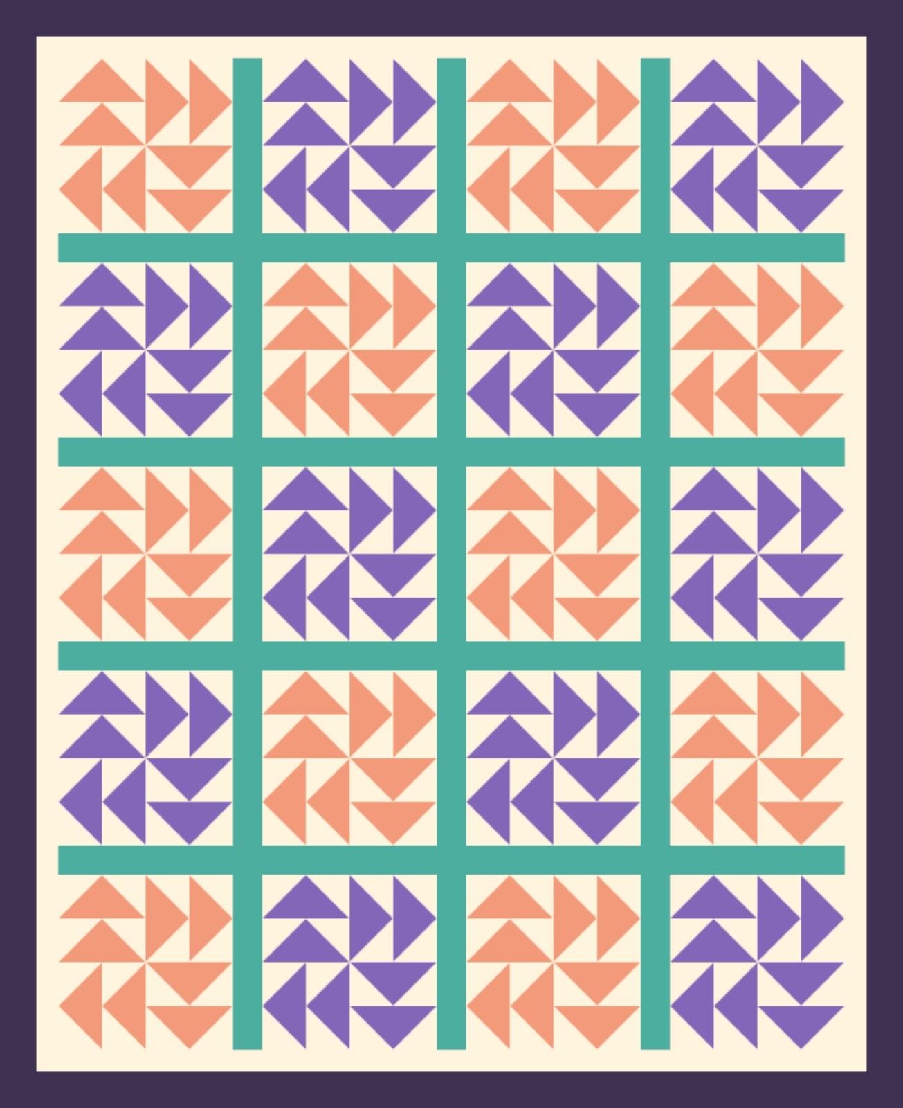 Coral Violet Puzzle quilt by Signal Parade