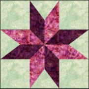 Eight pointed star Pink/Rose and Green quilt design