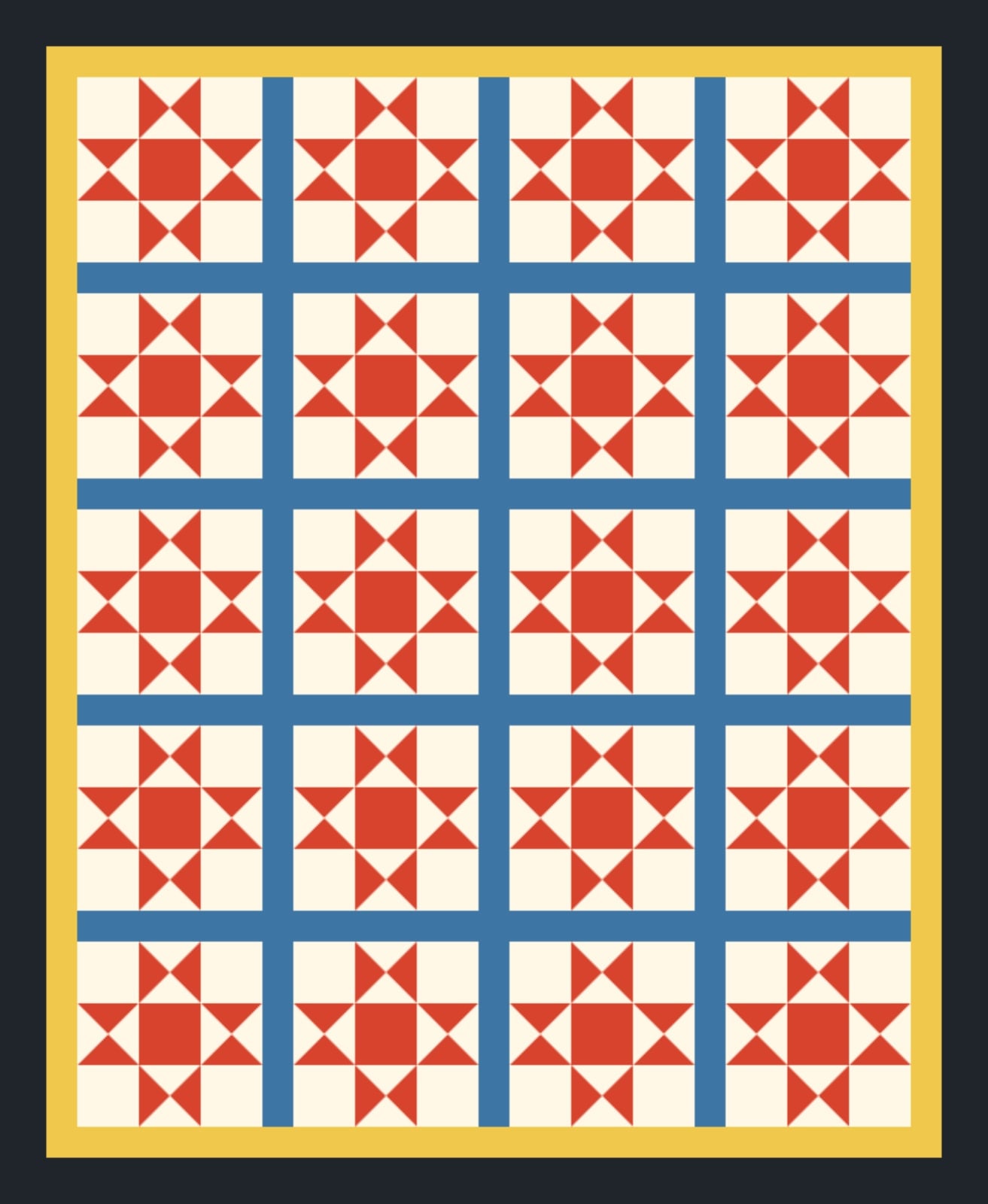 Red Ohio Stars quilt by Rowan Mercer
