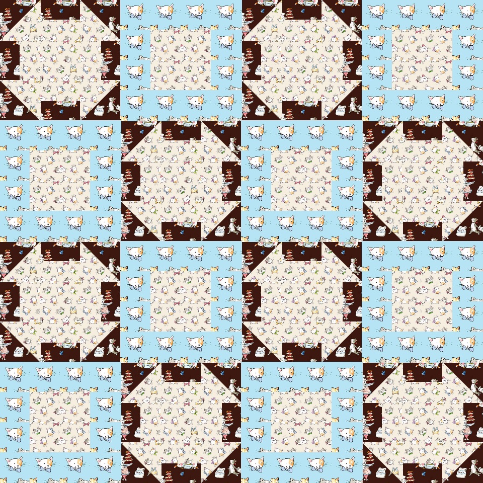 Clothworks Review C — Let's Bake — Blue Tea Party — Private quilt by Chris W