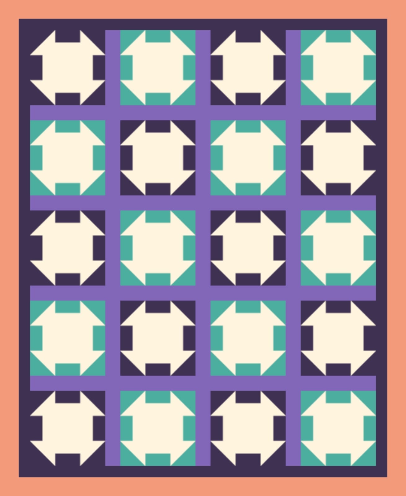 Plum Teal Wrenches quilt by Signal Parade