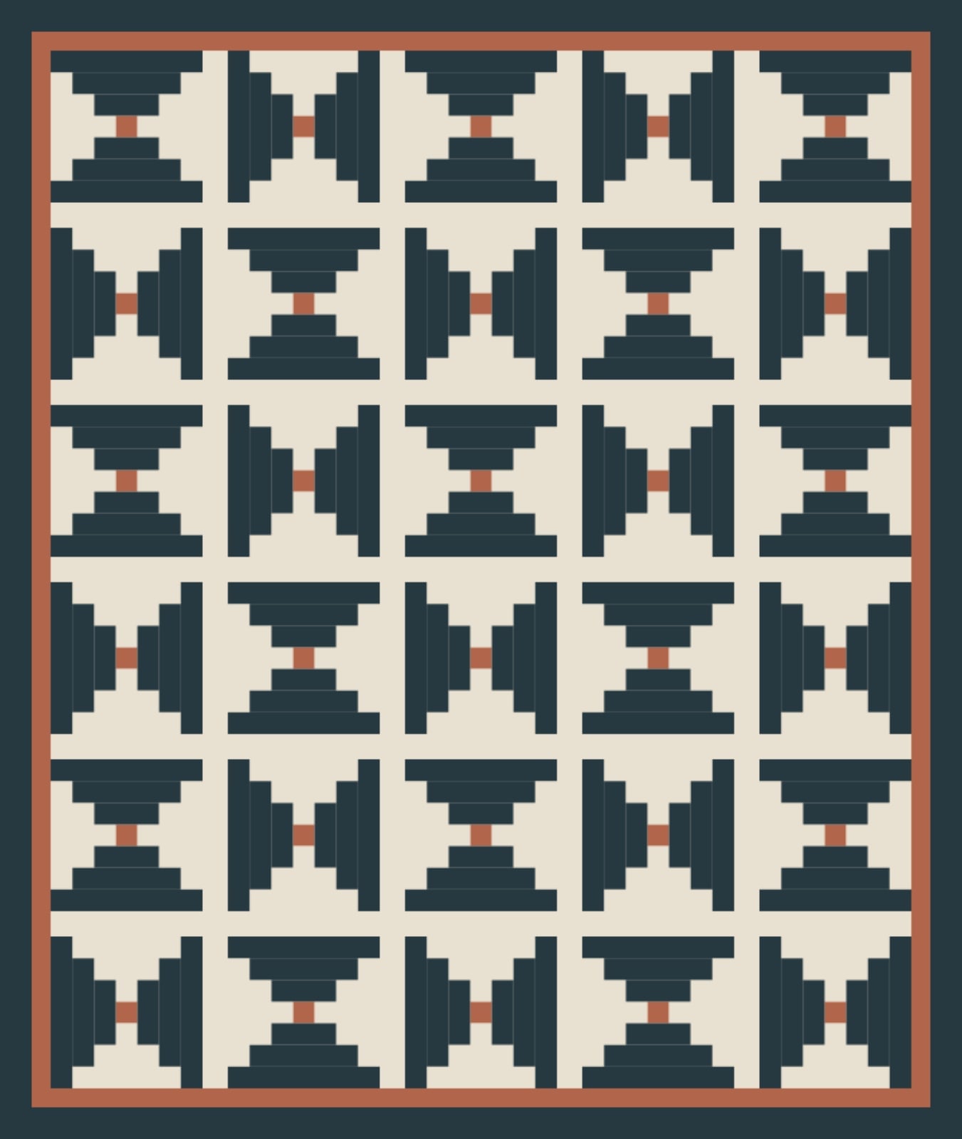 Terracotta Ink Steps quilt by Alder Fold