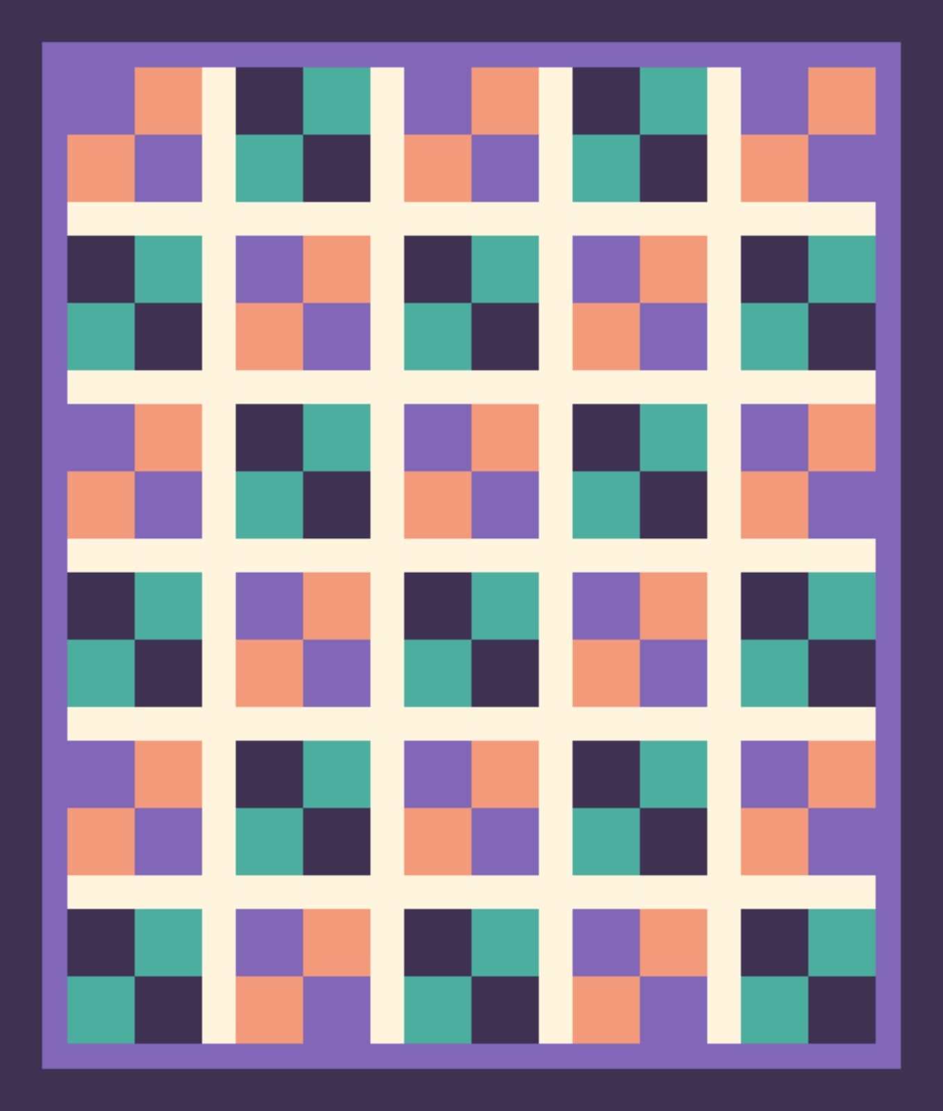 Coral Plum Four Patch quilt by Signal Parade