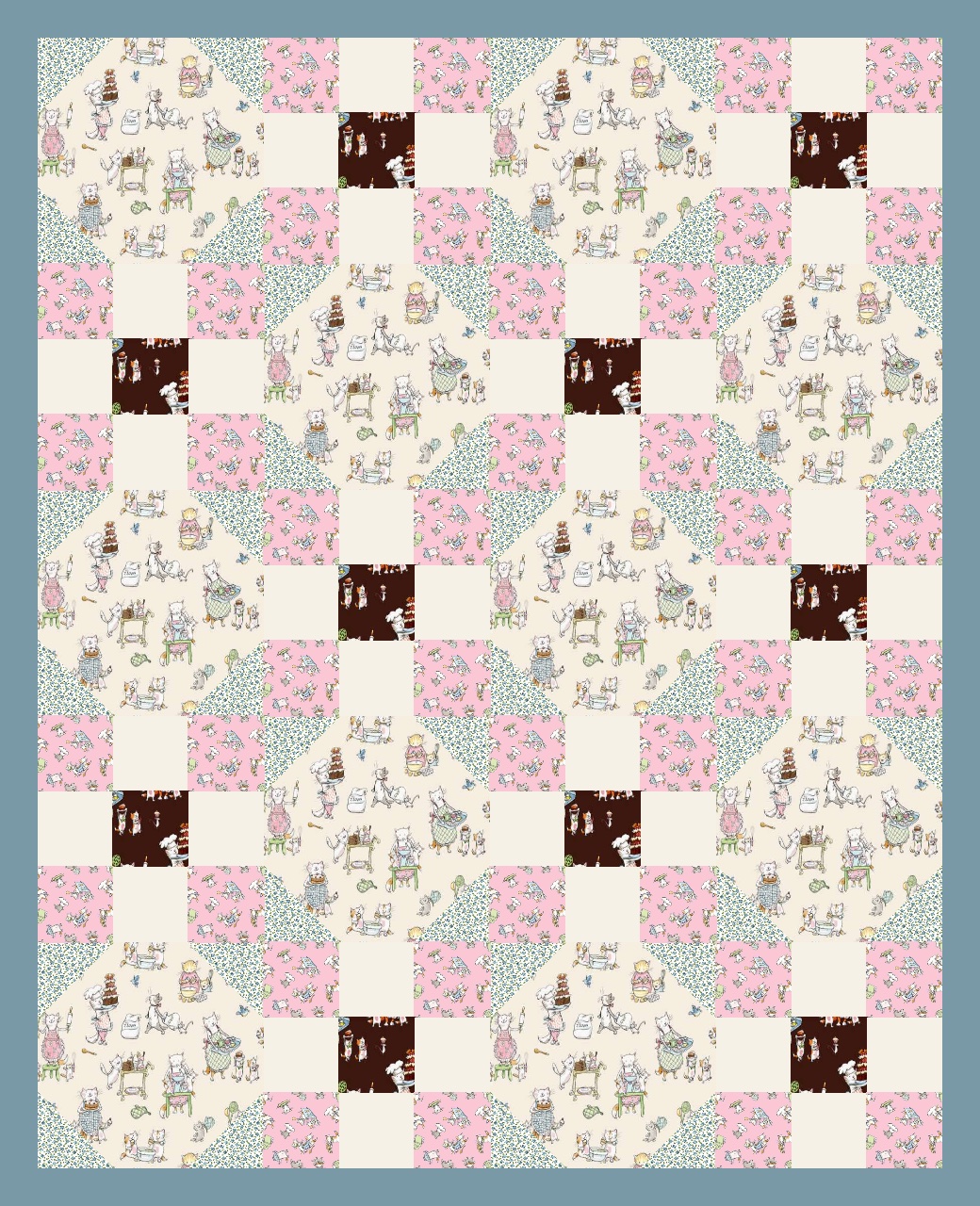 CW Patisserie Windows — Snowball + Nine Patch — Private quilt by Chris W