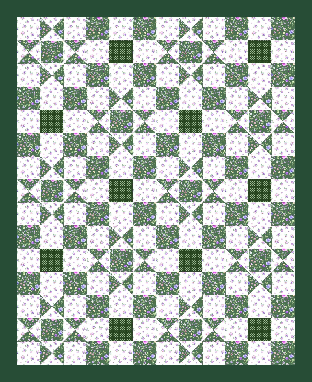Clothworks Review B — Chateau Garden Stars — Forest Variation — Private quilt by Chris W