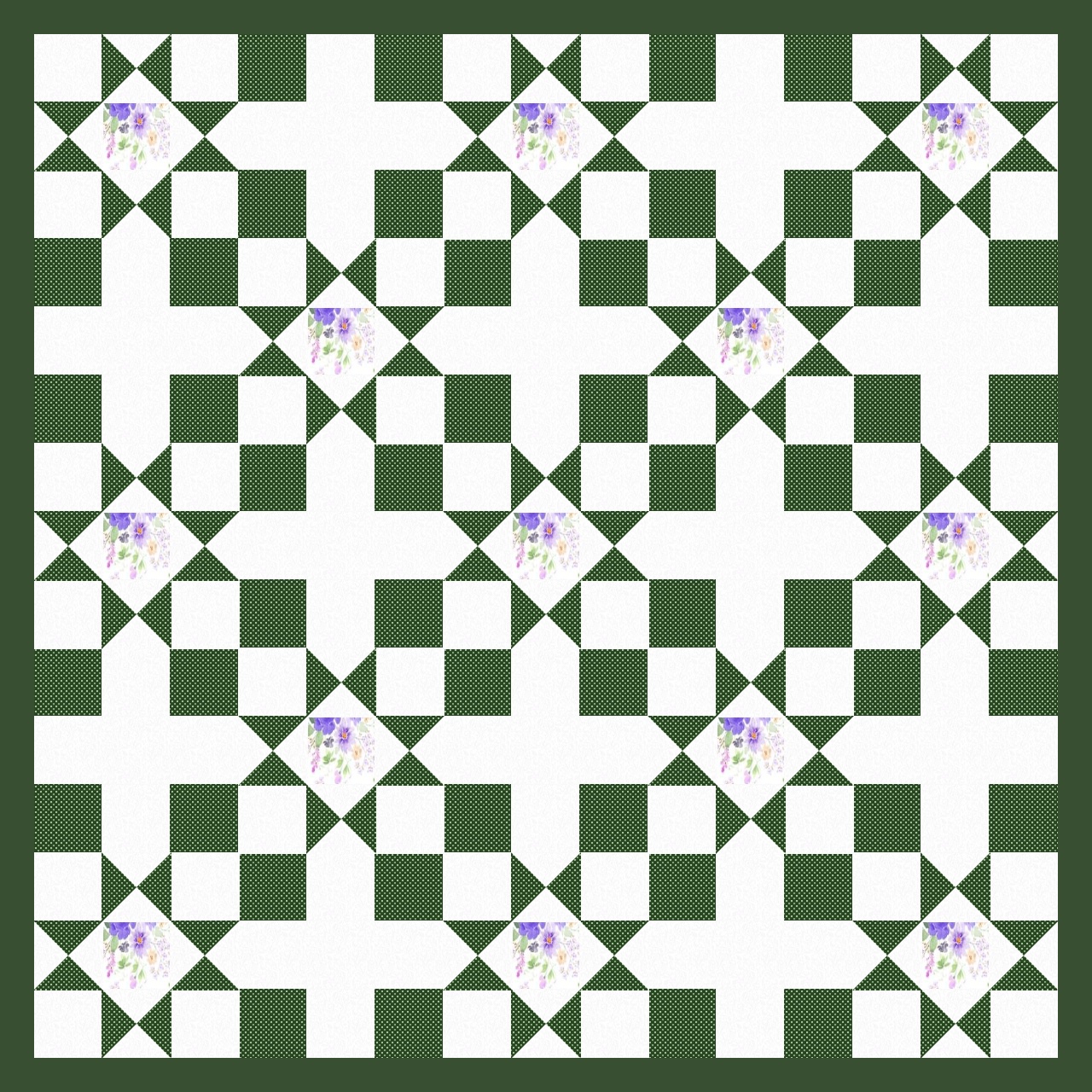 CW Garden Constellation — Forest + White — Private Variation quilt by Chris W